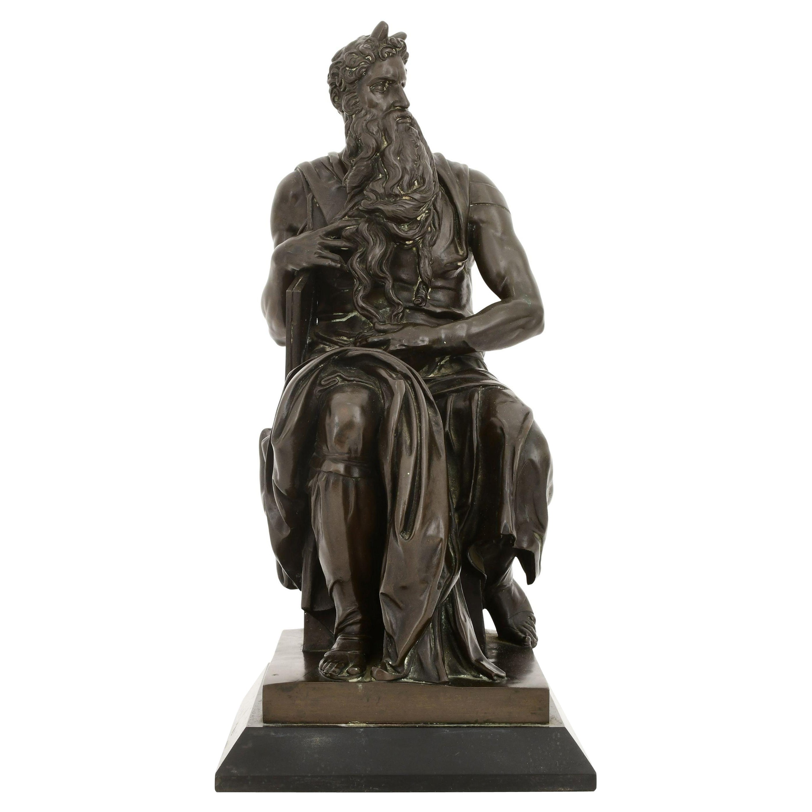 19th Century Bronze Sculpture of Moses After Michelangelo Cast by Barbedienne