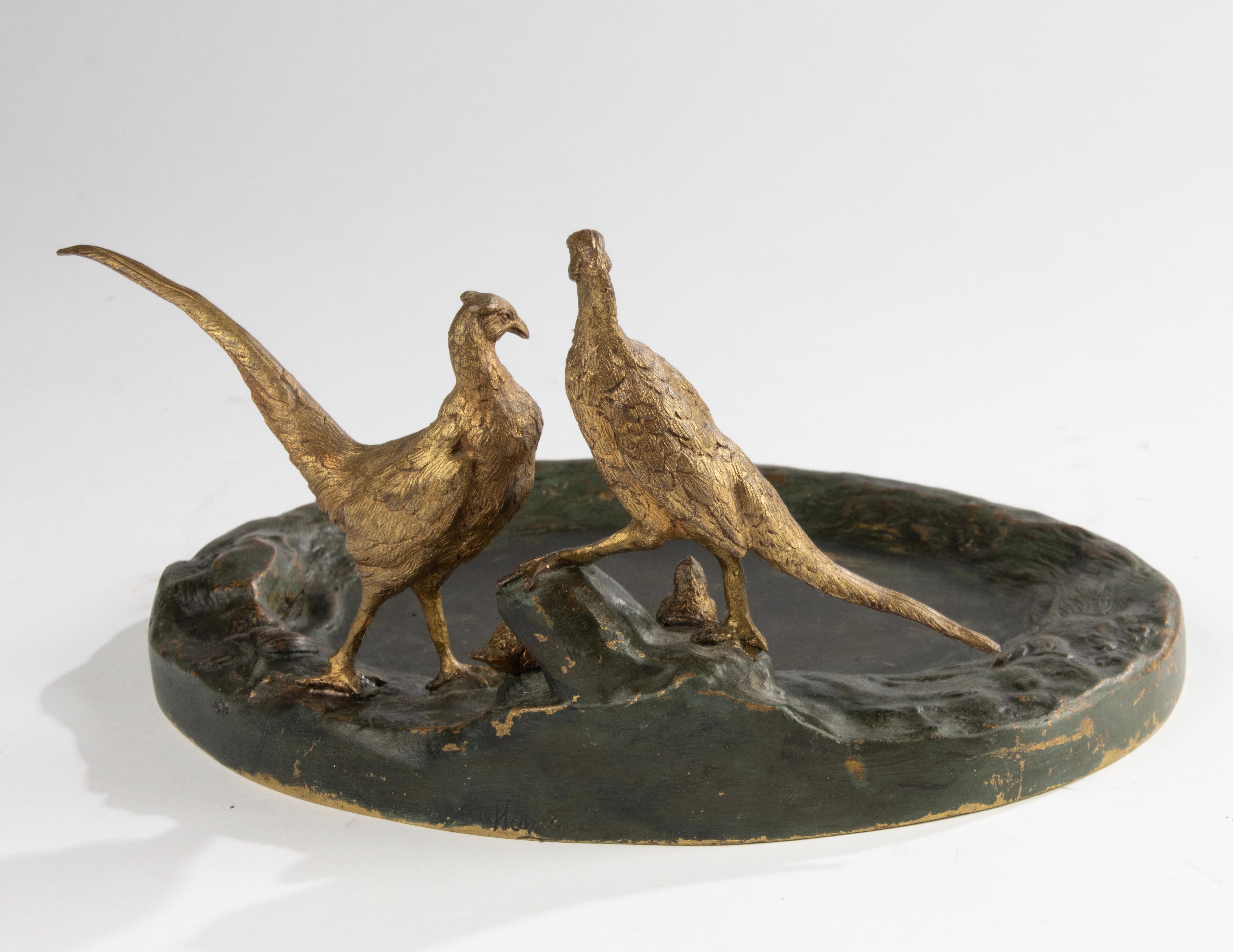 Scultura in bronzo del XIX secolo raffigurante una famiglia di fagiani - Attribuita a J. Hardy in vendita 2