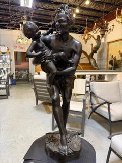 19th Century Bronze Sculpture of Silenus and Infant Bacchus, Italy