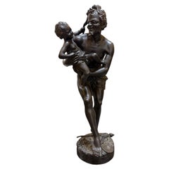 19th Century Bronze Sculpture of Silenus and Infant Bacchus, Italy