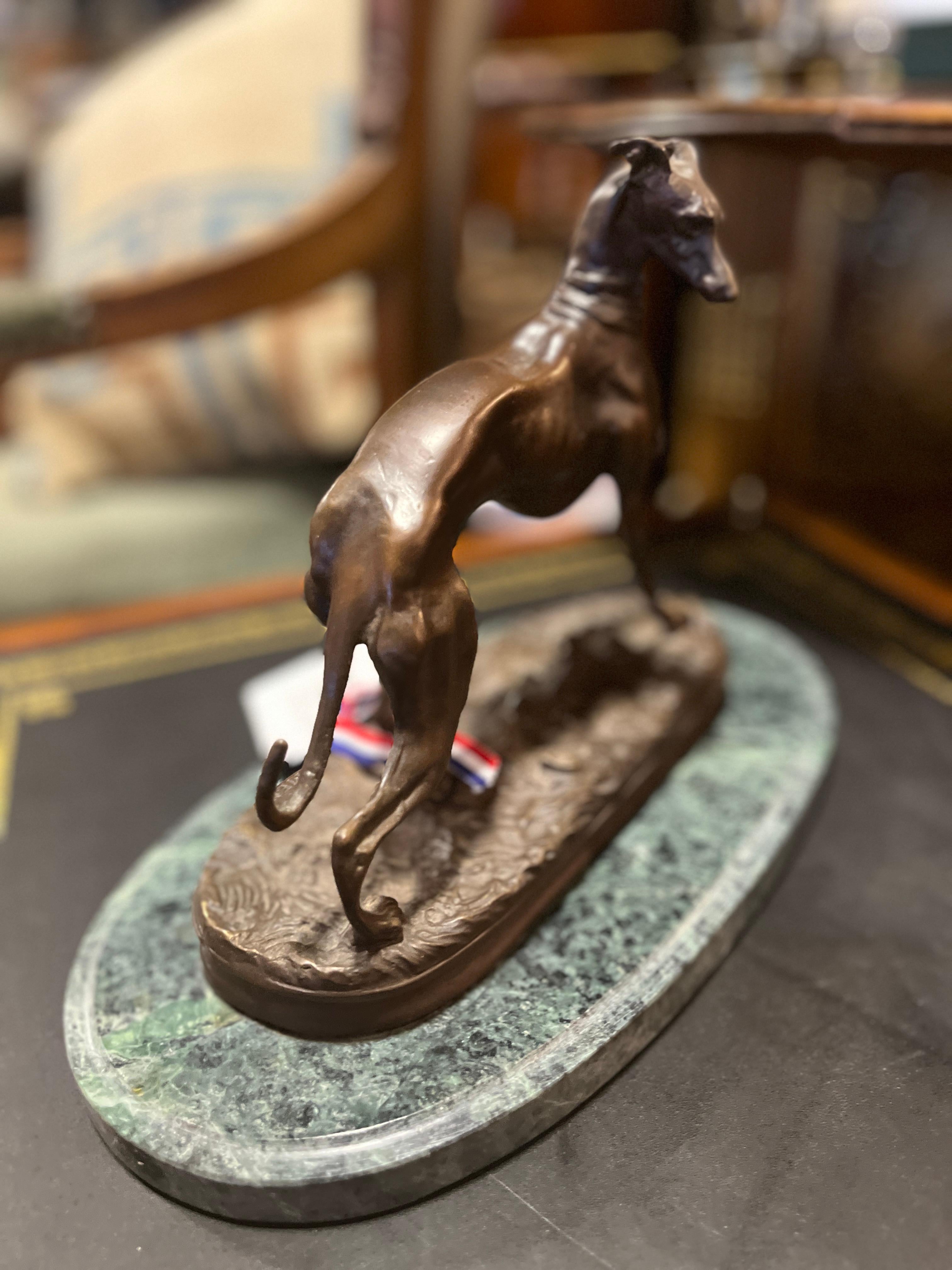 Napoleon III 19th Century bronze Sculpture of Whippet by Pierre Jules Mene For Sale