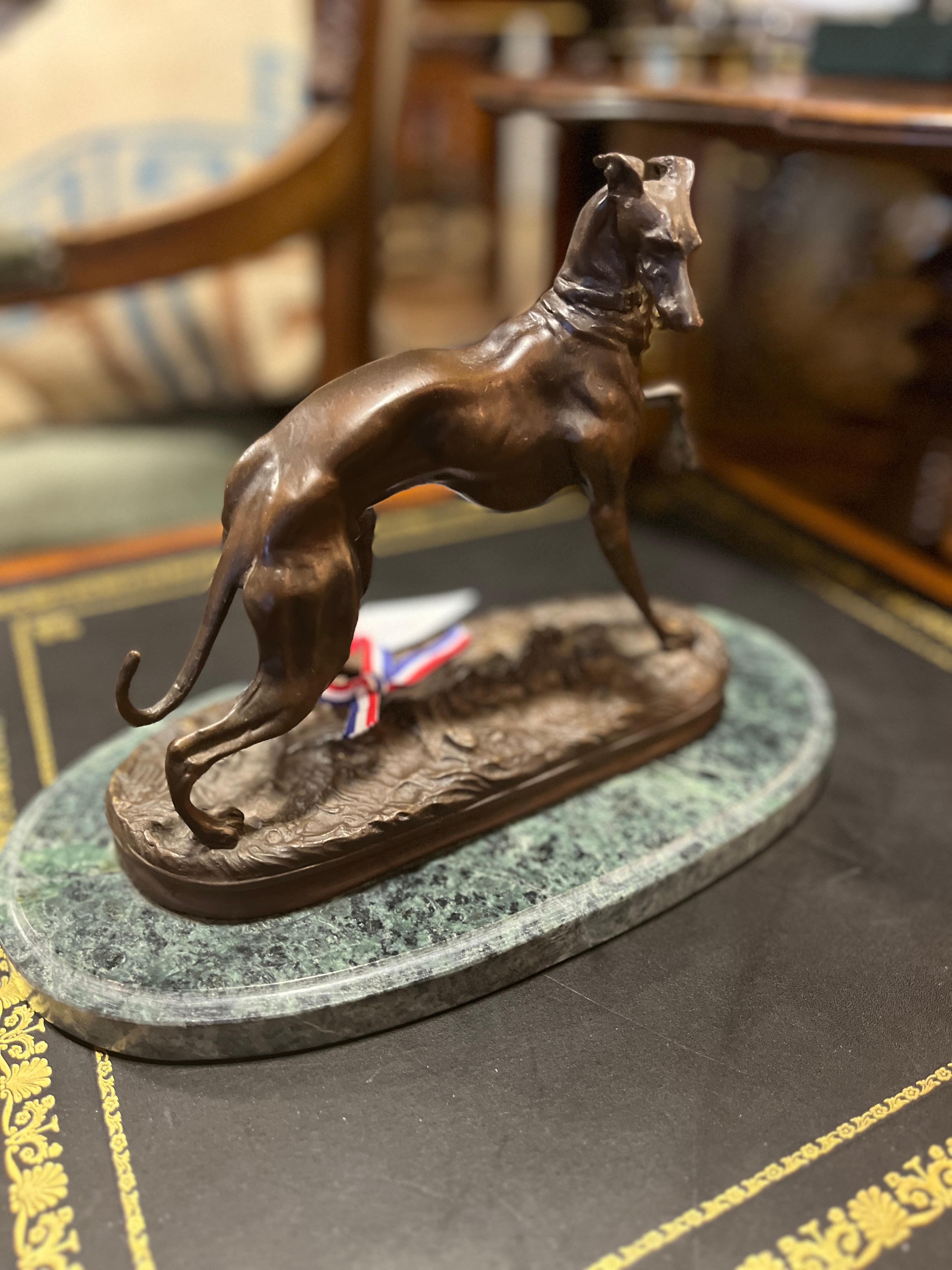19th Century bronze Sculpture of Whippet by Pierre Jules Mene In Good Condition For Sale In Scottsdale, AZ