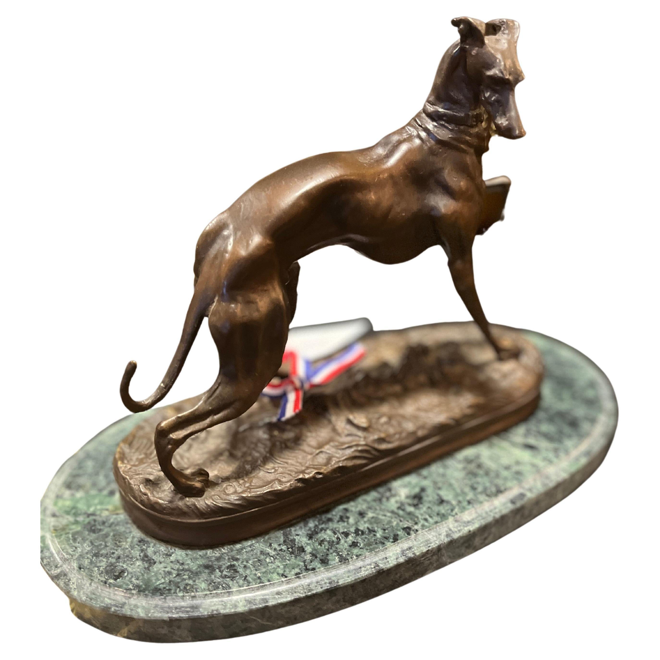19th Century bronze Sculpture of Whippet by Pierre Jules Mene For Sale