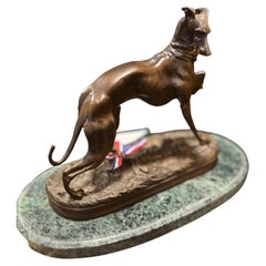 Antique 19th Century bronze Sculpture of Whippet by Pierre Jules Mene