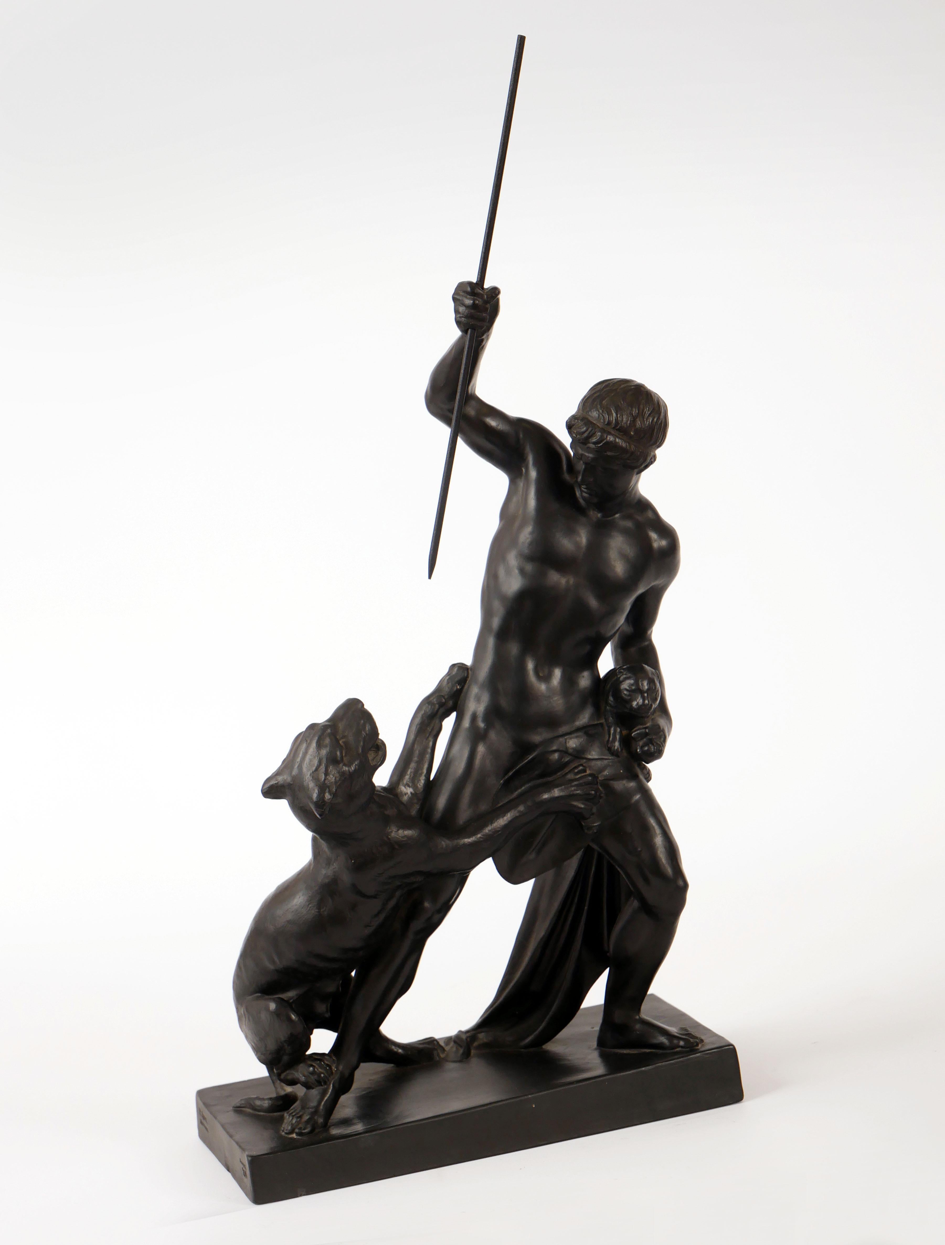 Danese Scultura in bronzo del XIX secolo, Cacciatore di pantere, Danimarca, Jerichau/P. Ipsen in vendita