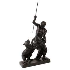 Scultura in bronzo del XIX secolo, Cacciatore di pantere, Danimarca, Jerichau/P. Ipsen