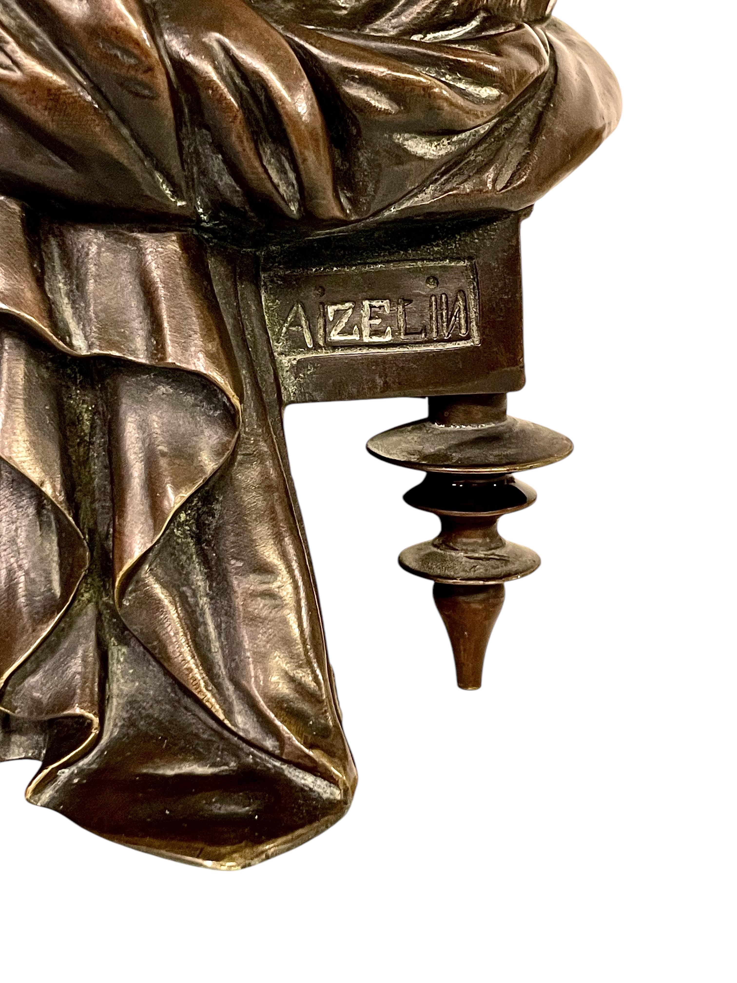 Escultura de bronce del siglo XIX, firmada Aizelin, Diosa con Cupido en venta 12