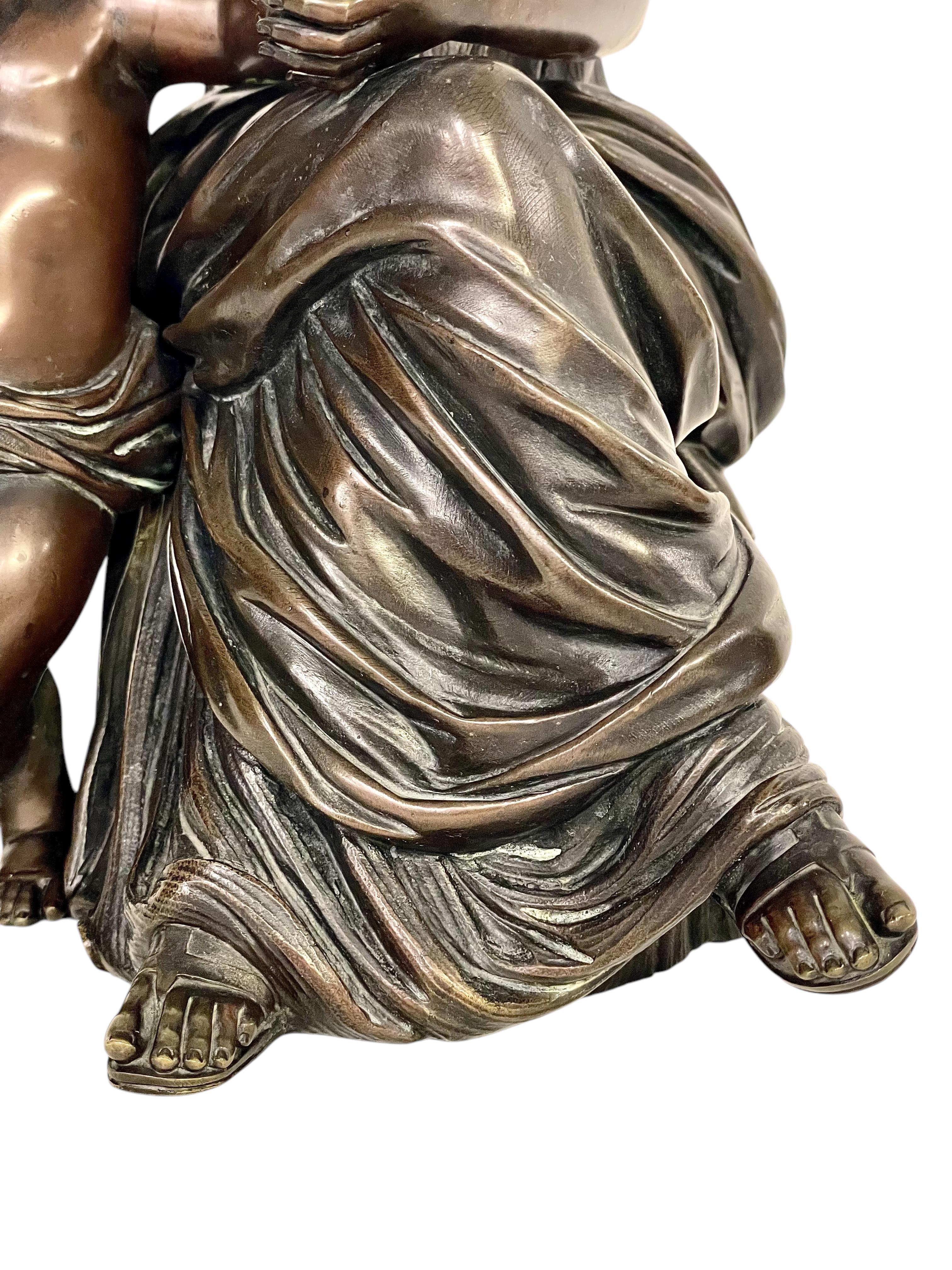 Escultura de bronce del siglo XIX, firmada Aizelin, Diosa con Cupido Francés en venta