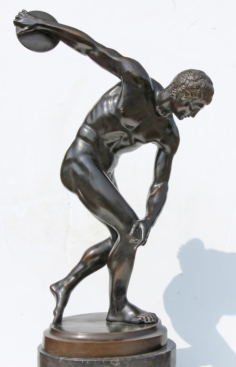 19th Century Bronze Sculpture "The Discus Thrower" at 1stDibs