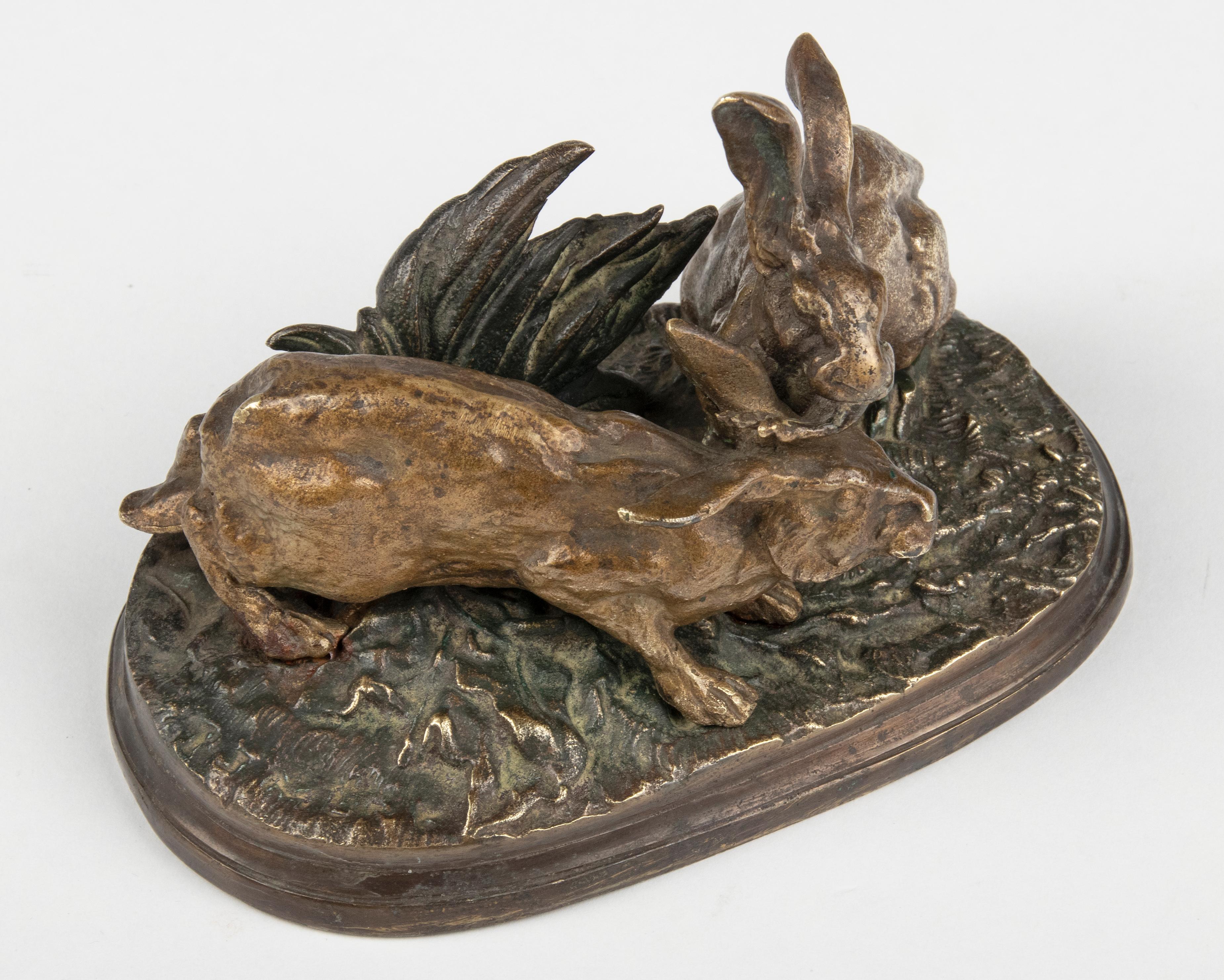 Hares de sculture en bronze du 19ème siècle par Pierre-Jules Mne en vente 4