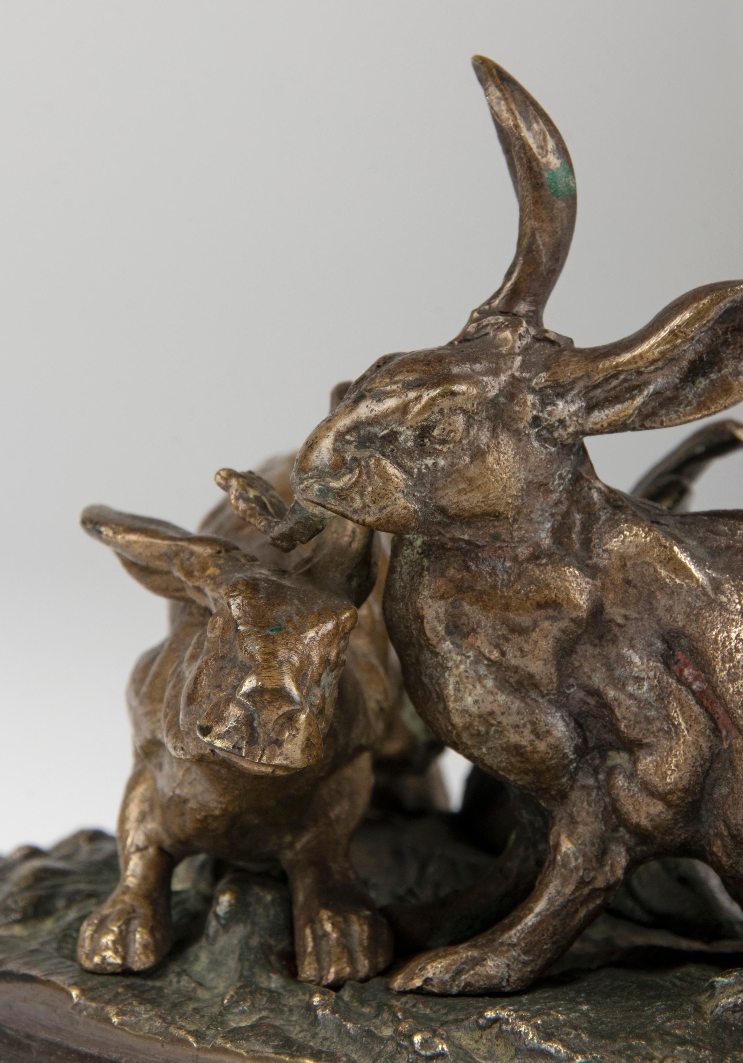 19th Century Bronze Sculture Hares by Pierre-Jules Mène For Sale 3