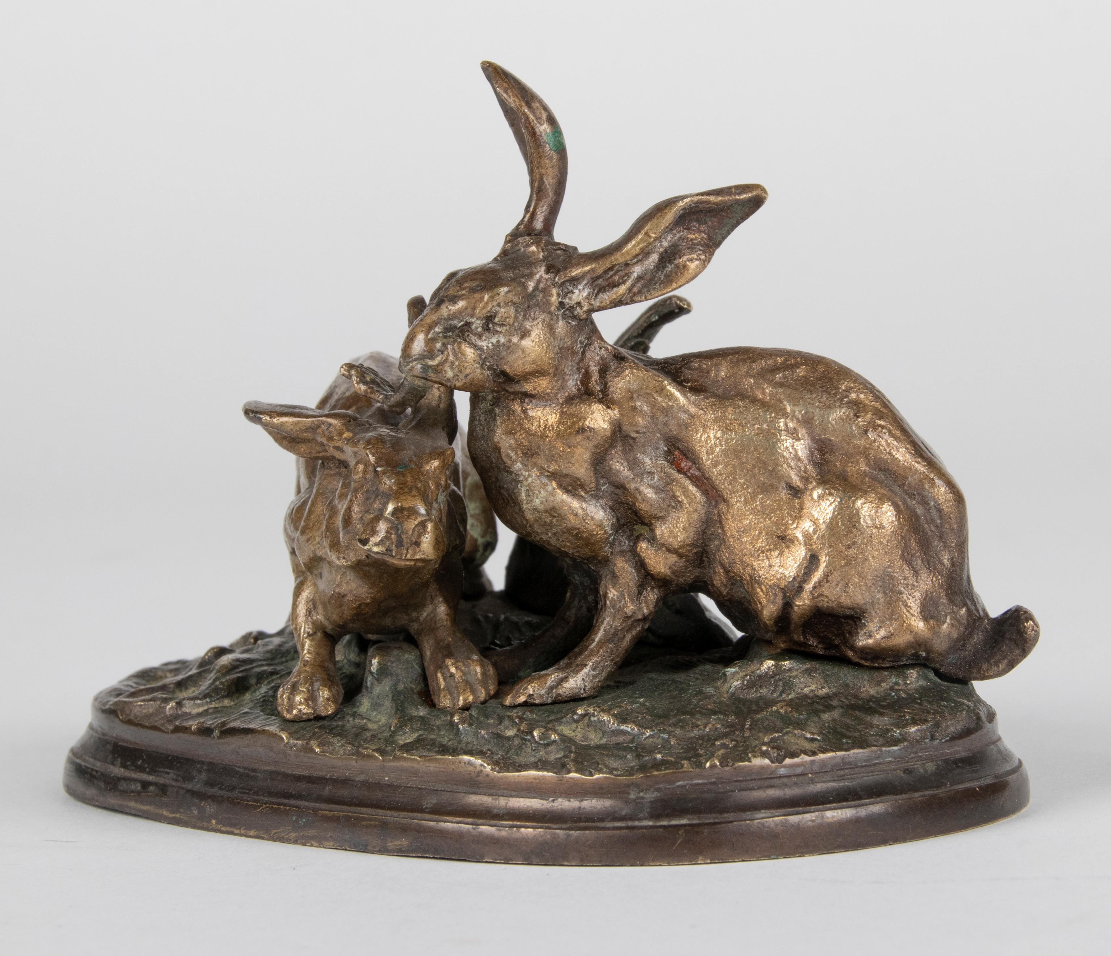 19th Century Bronze Sculture Hares by Pierre-Jules Mène For Sale 5
