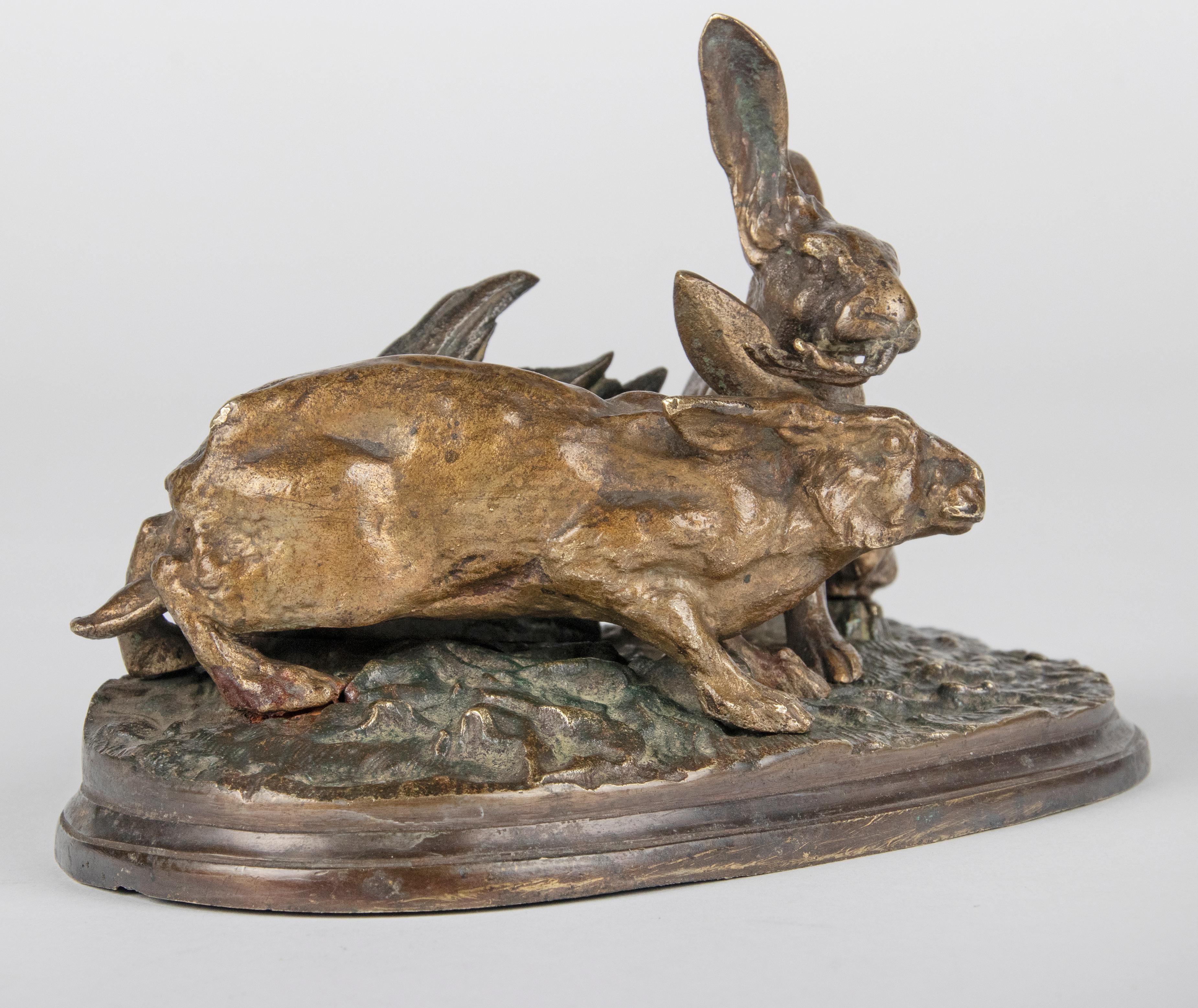 19th Century Bronze Sculture Hares by Pierre-Jules Mène For Sale 6