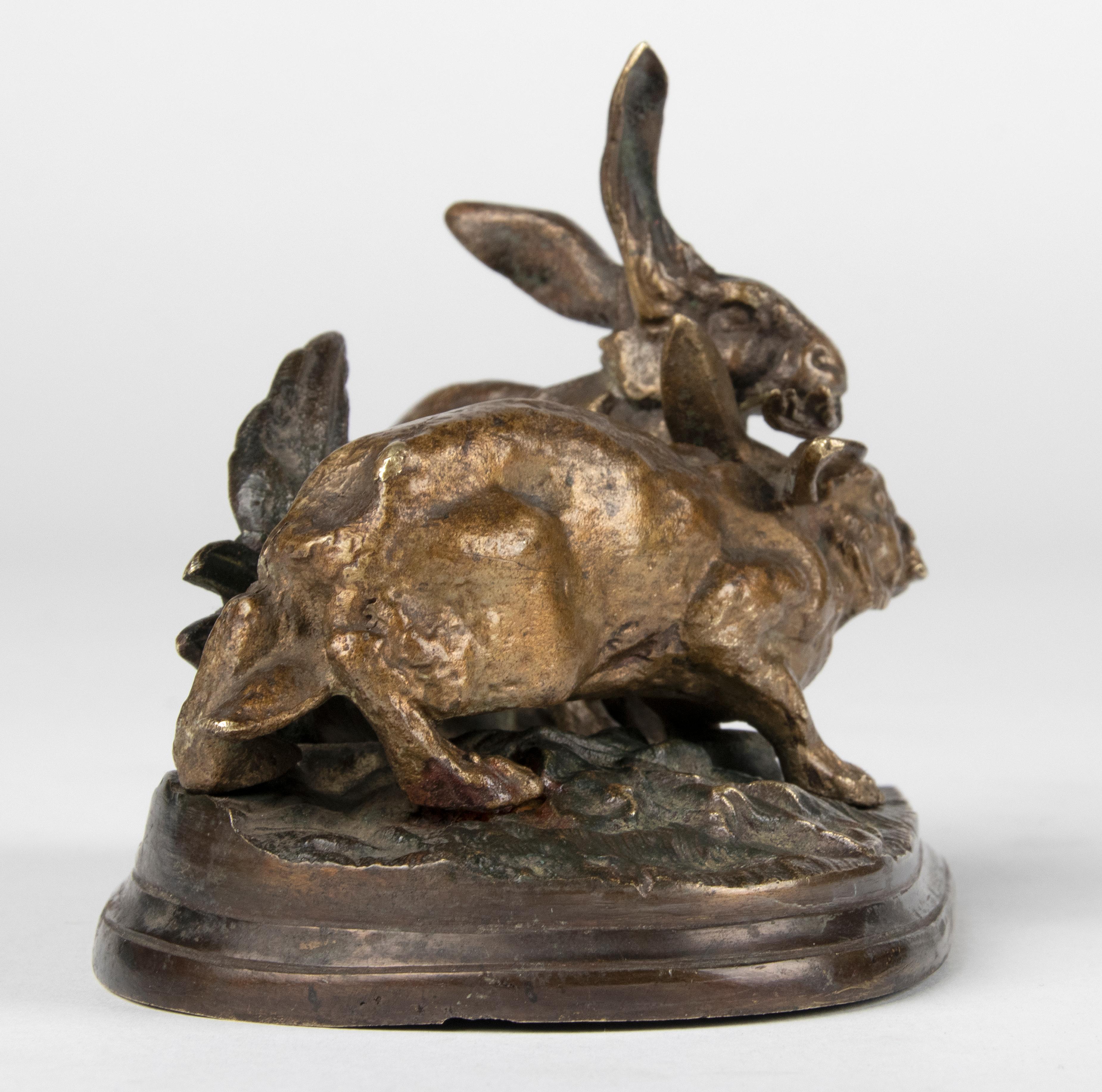 19th Century Bronze Sculture Hares by Pierre-Jules Mène For Sale 8