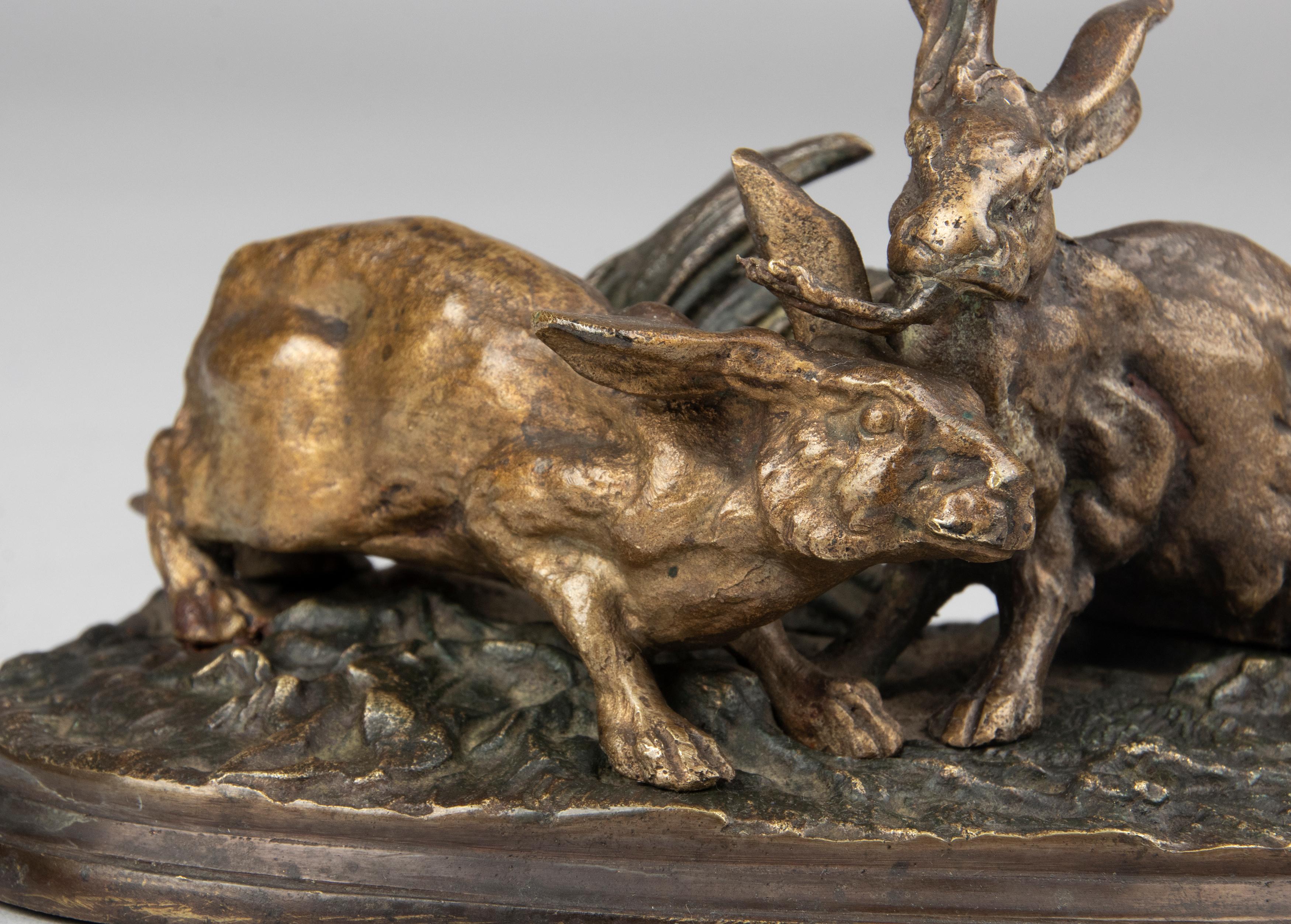 Hares de sculture en bronze du 19ème siècle par Pierre-Jules Mne en vente 10