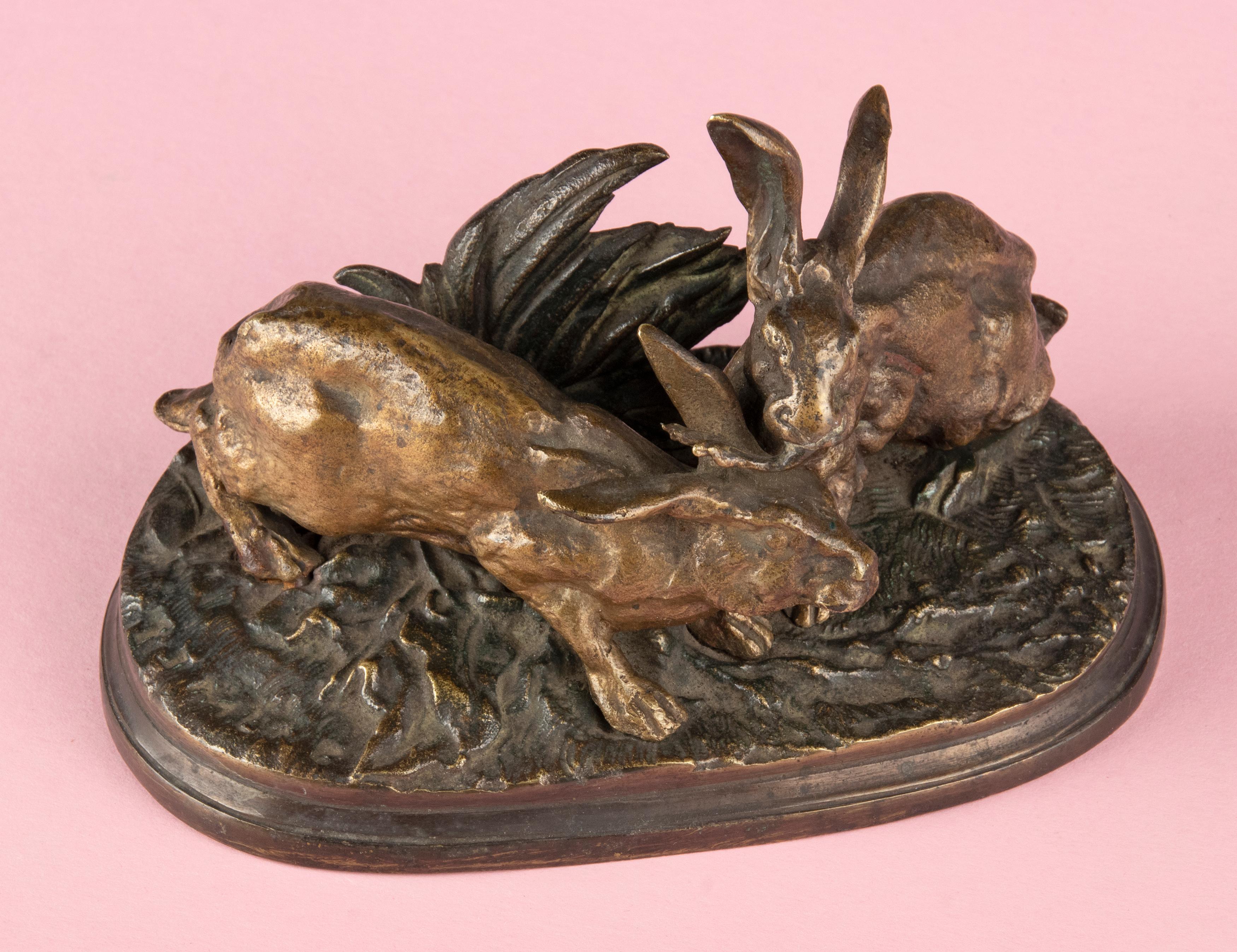 19th Century Bronze Sculture Hares by Pierre-Jules Mène For Sale 11