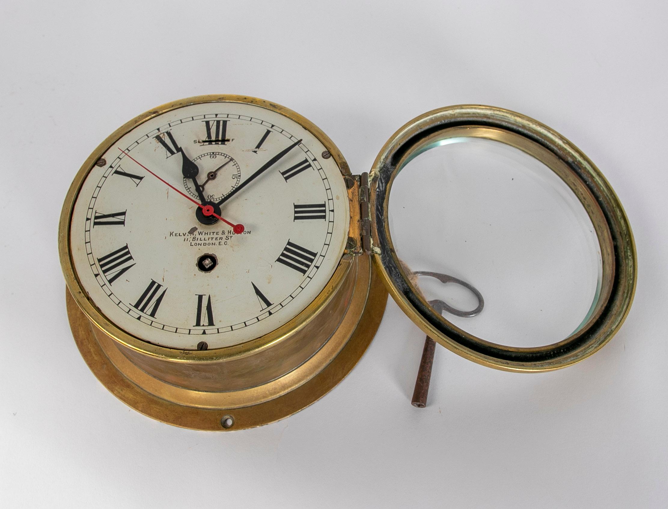 Horloge de bateau en bronze du 19ème siècle de Kelvin White & Hutton, Londres en vente 4