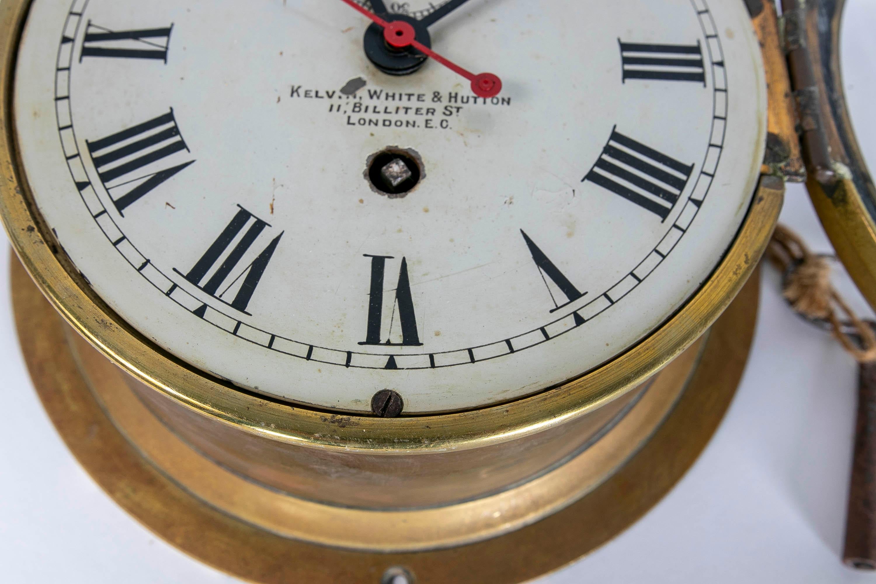 Horloge de bateau en bronze du 19ème siècle de Kelvin White & Hutton, Londres en vente 6