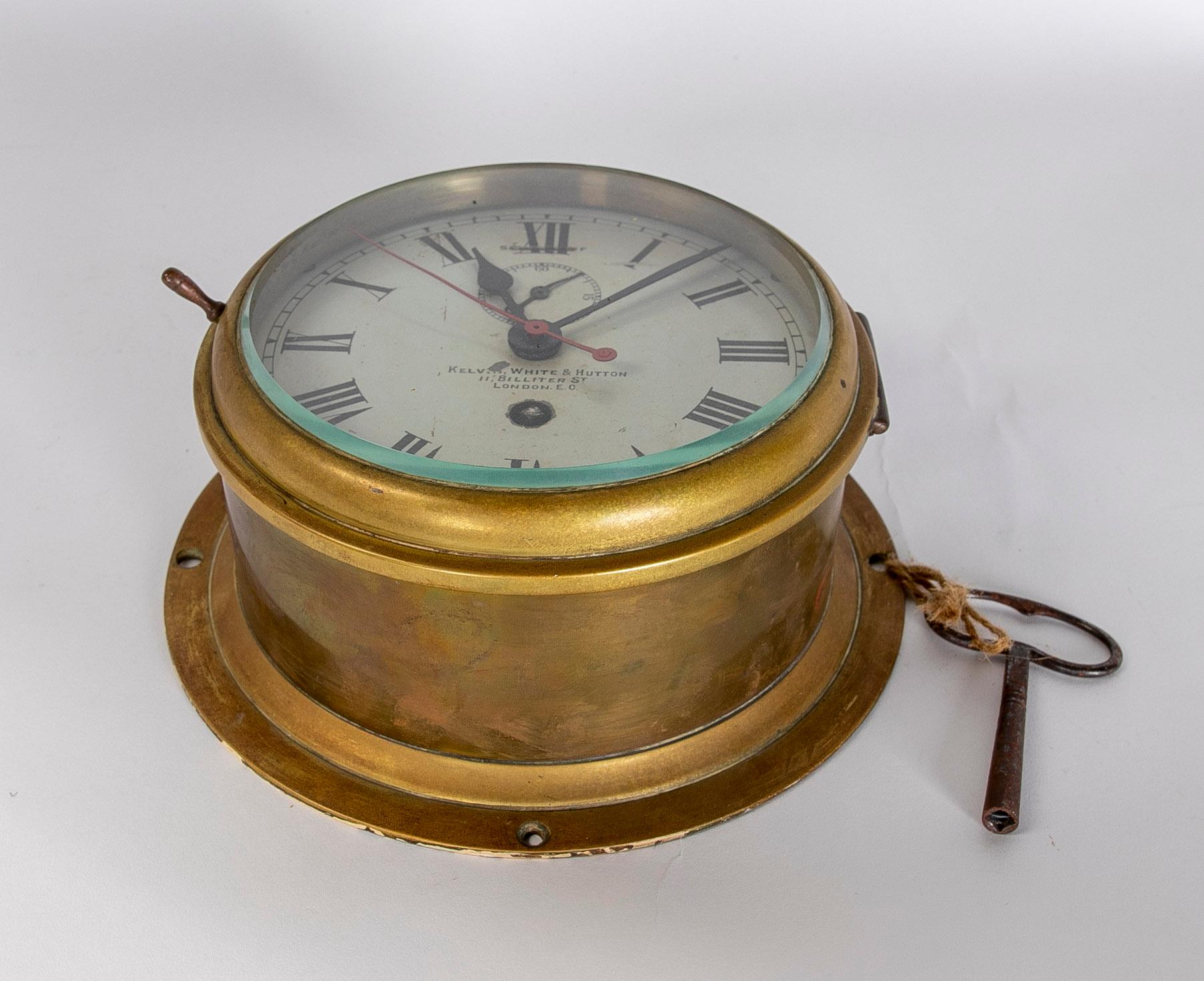 19th century Bronze ship's clock from Kelvin White & Hutton, London.