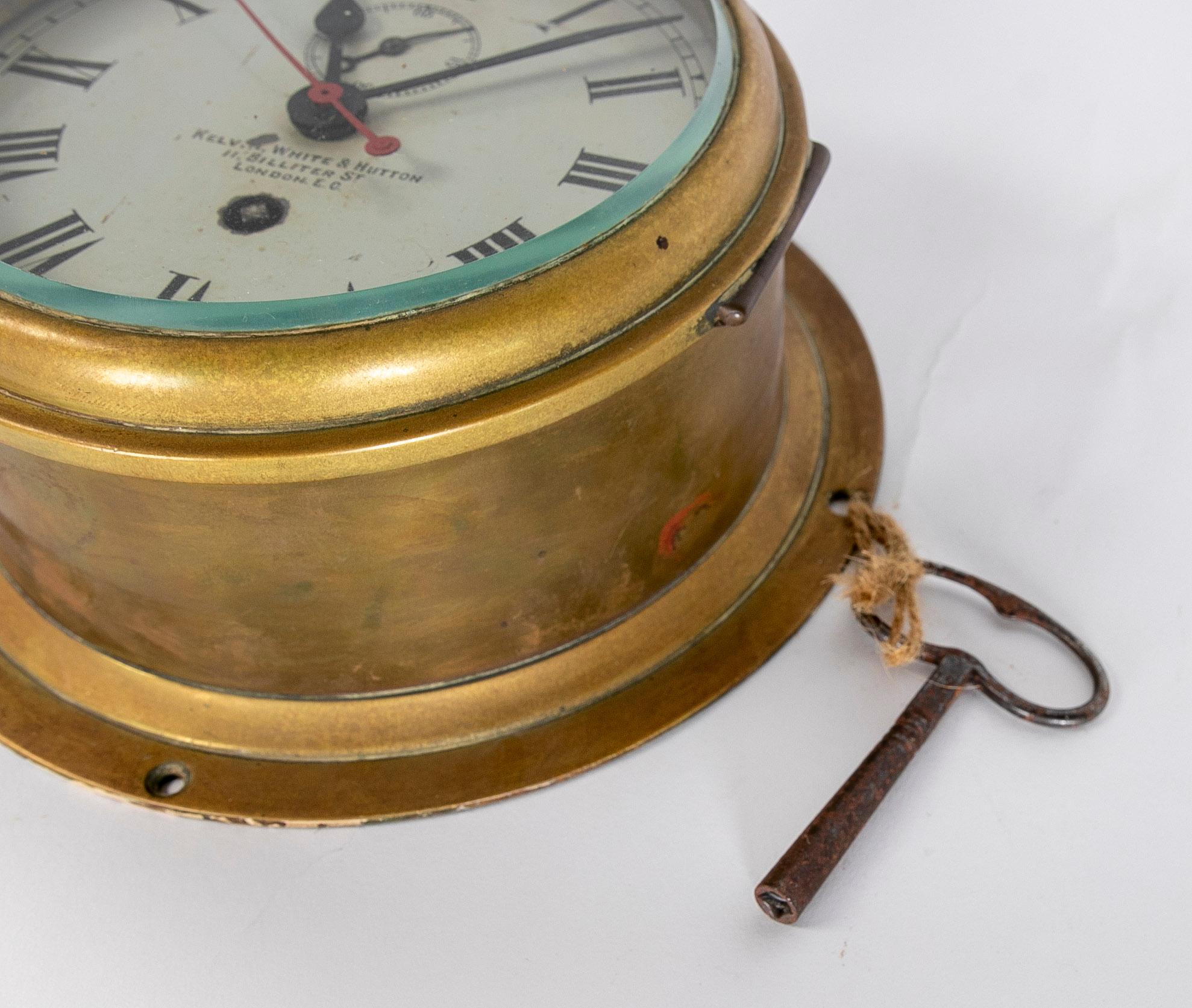 Horloge de bateau en bronze du 19ème siècle de Kelvin White & Hutton, Londres en vente 2