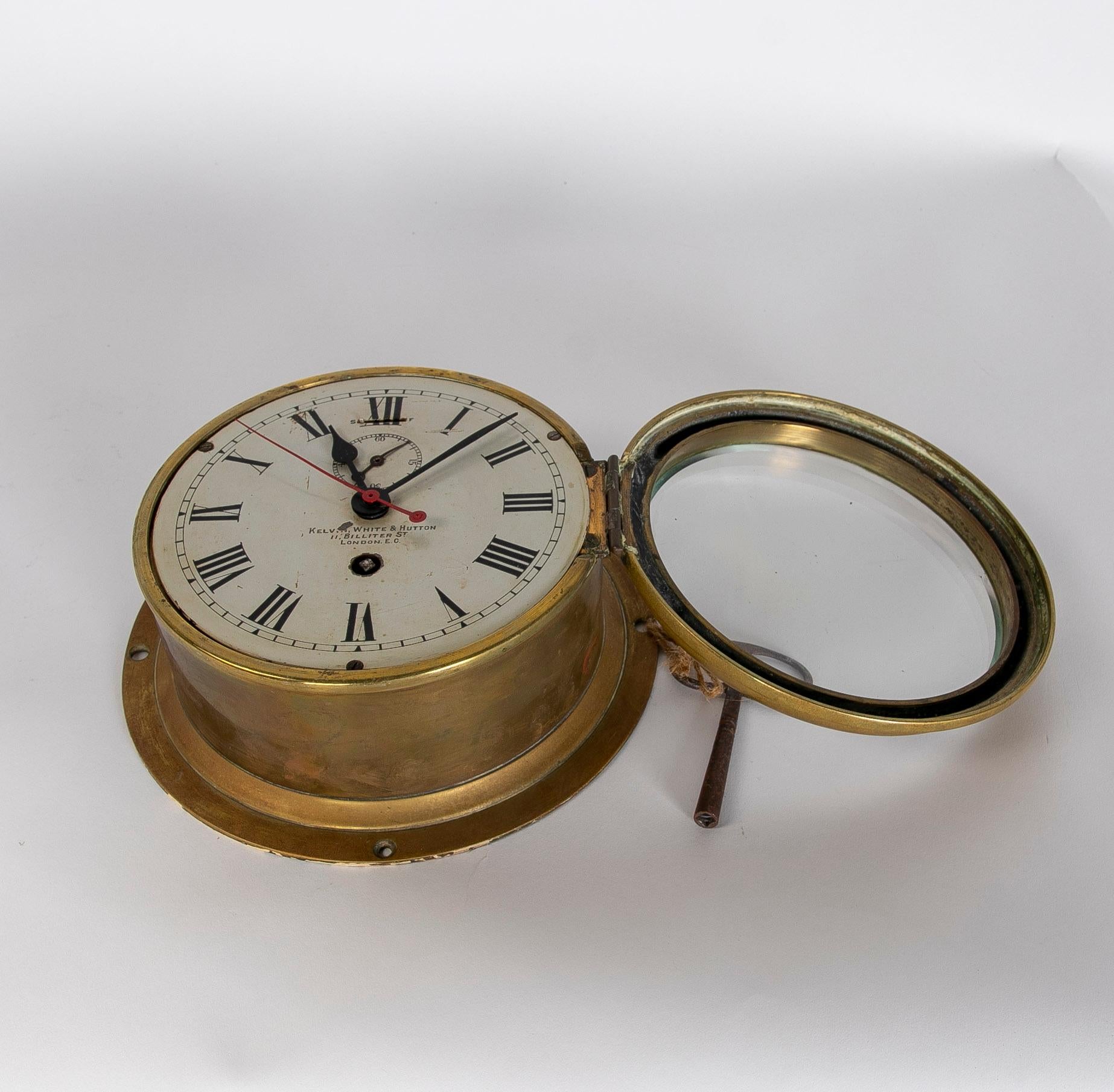 Horloge de bateau en bronze du 19ème siècle de Kelvin White & Hutton, Londres en vente 3