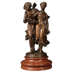 Sculpture française du 19ème siècle signée Dumaige, Cupidon et Psyché, 1880