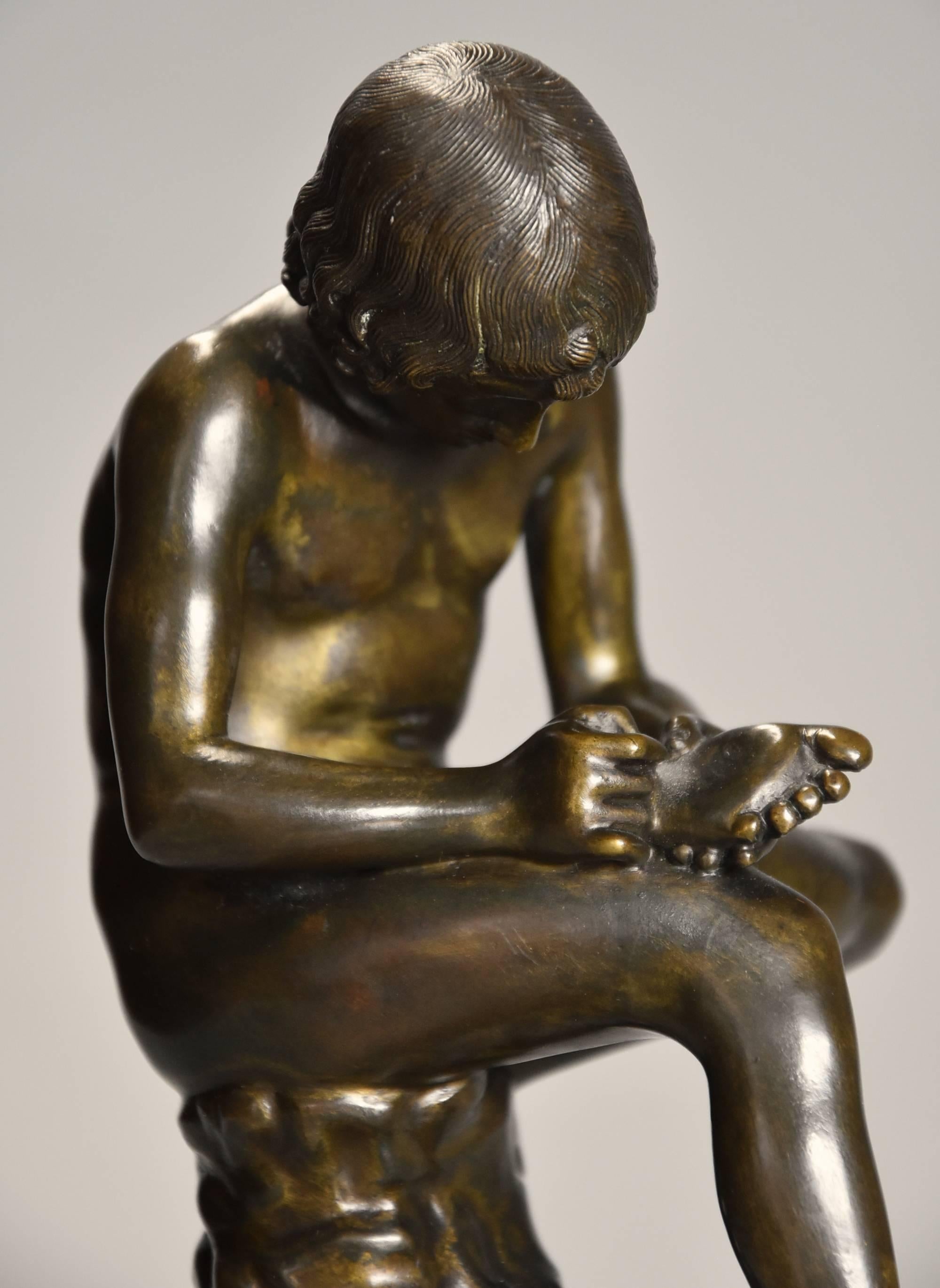19th Century Bronze 'Spinario' or 'Boy with Thorn in Foot', after the Antique In Good Condition In Suffolk, GB