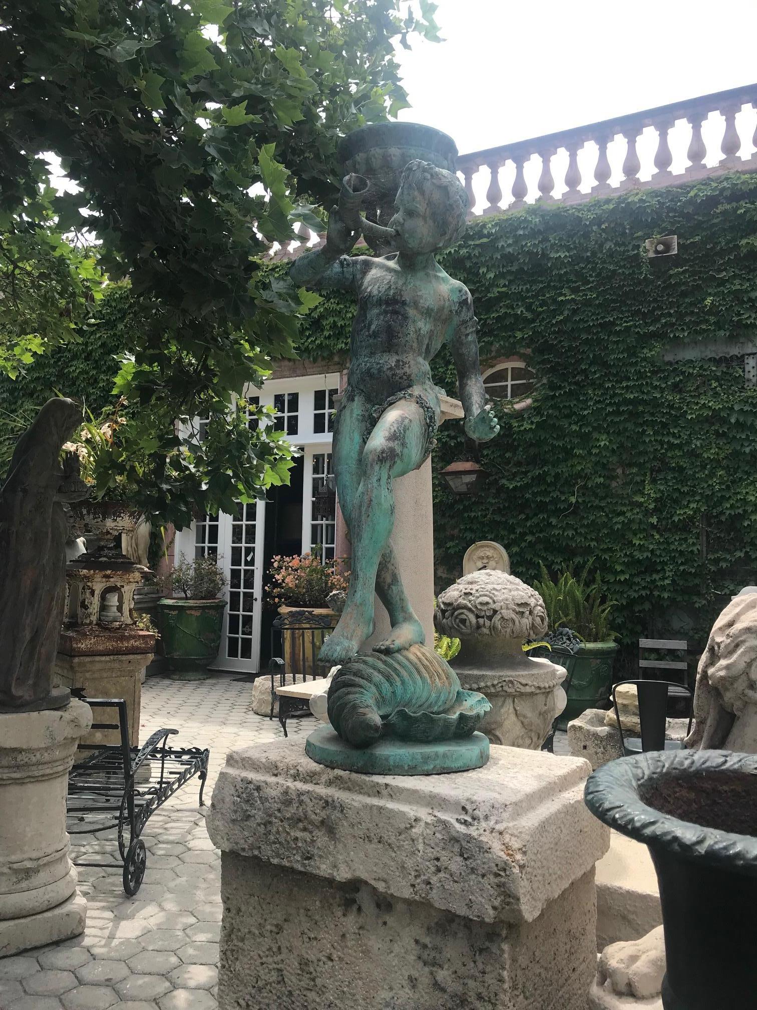 European 19th Century Bronze Statue Center Fountain Decorative Garden Ornament Spout La