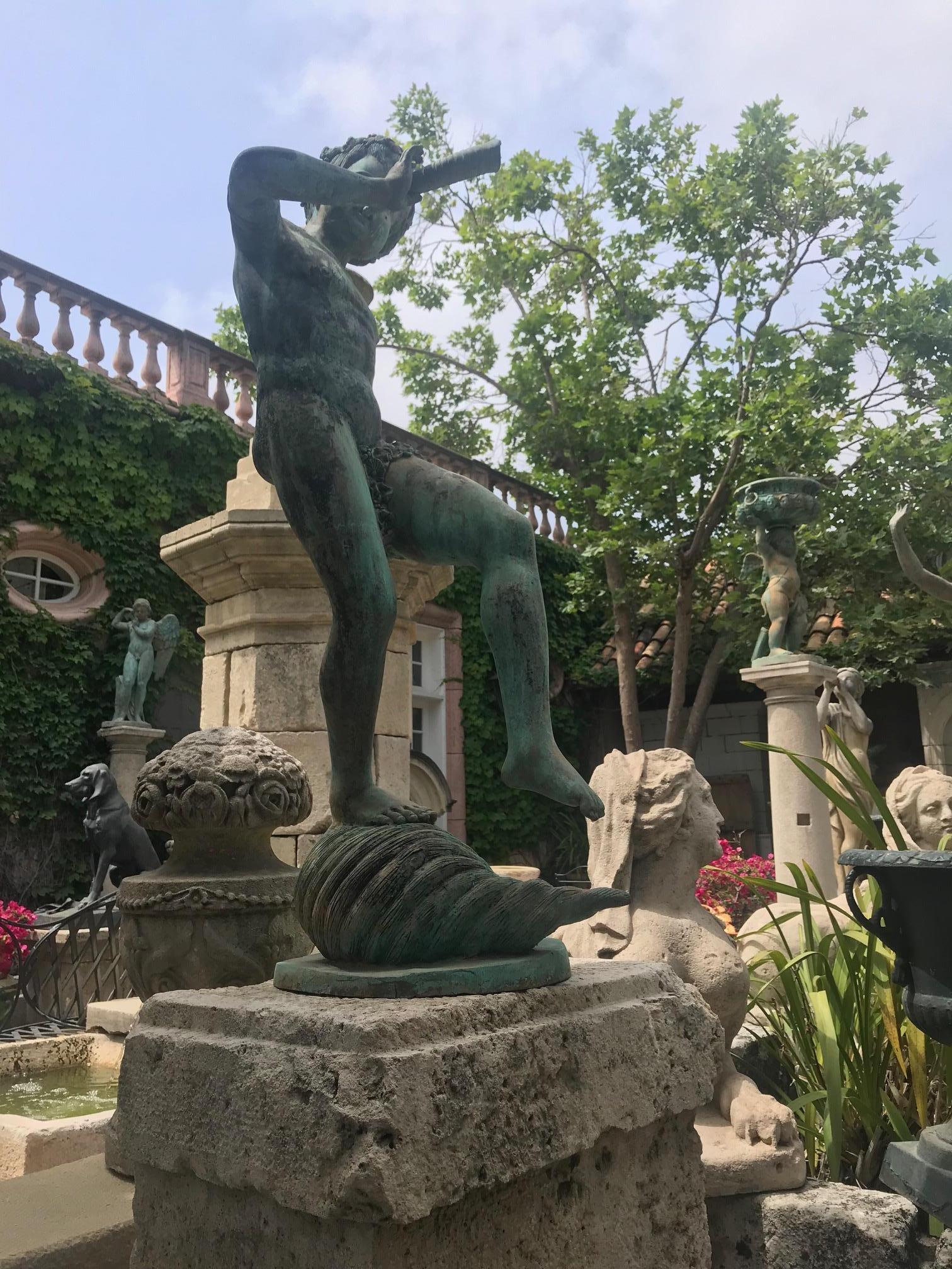 19th Century Bronze Statue Center Fountain Decorative Garden Ornament Spout La In Good Condition In West Hollywood, CA