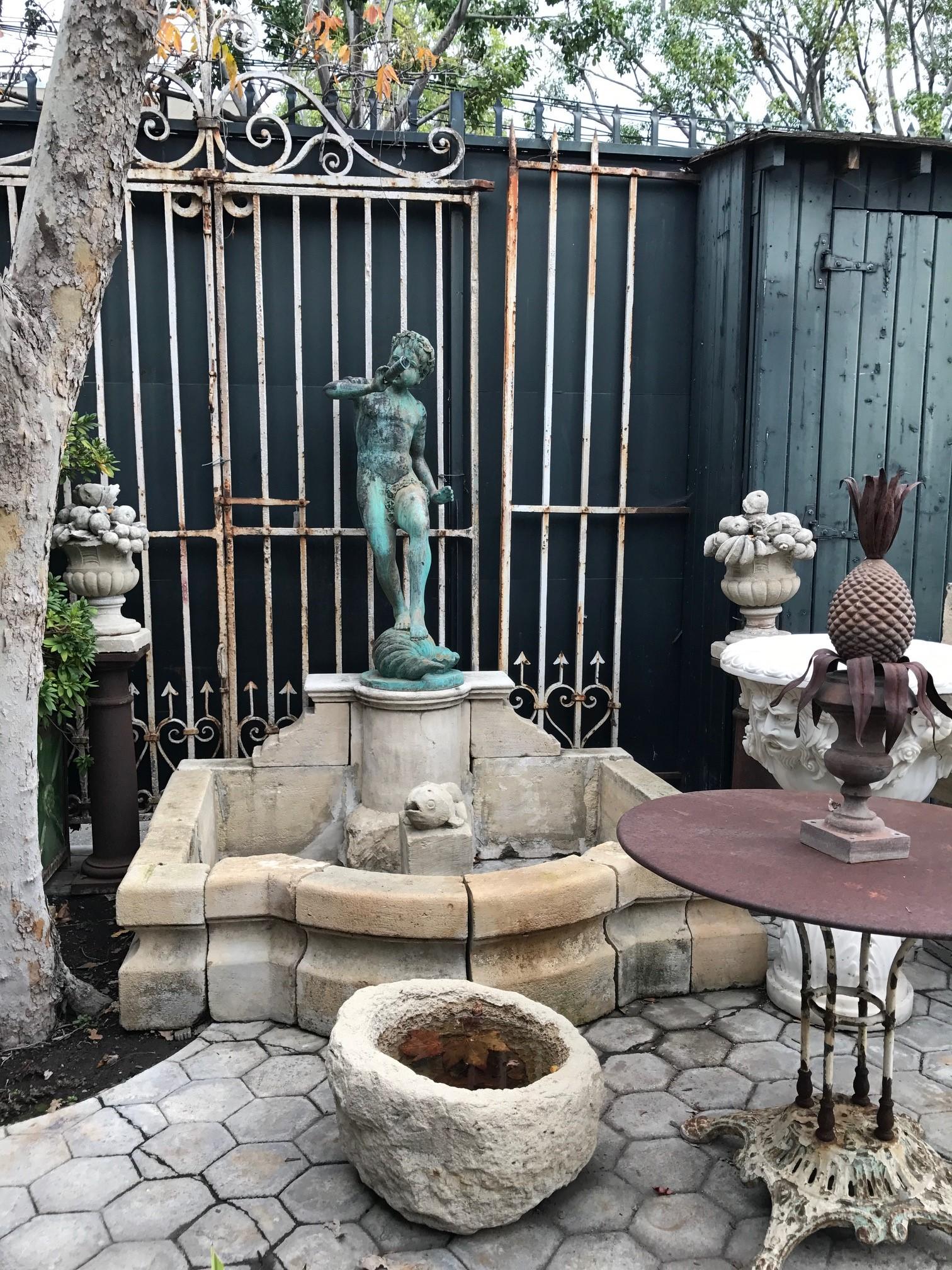 19th Century Bronze Statue Center Fountain Decorative Garden Ornament Spout La 4