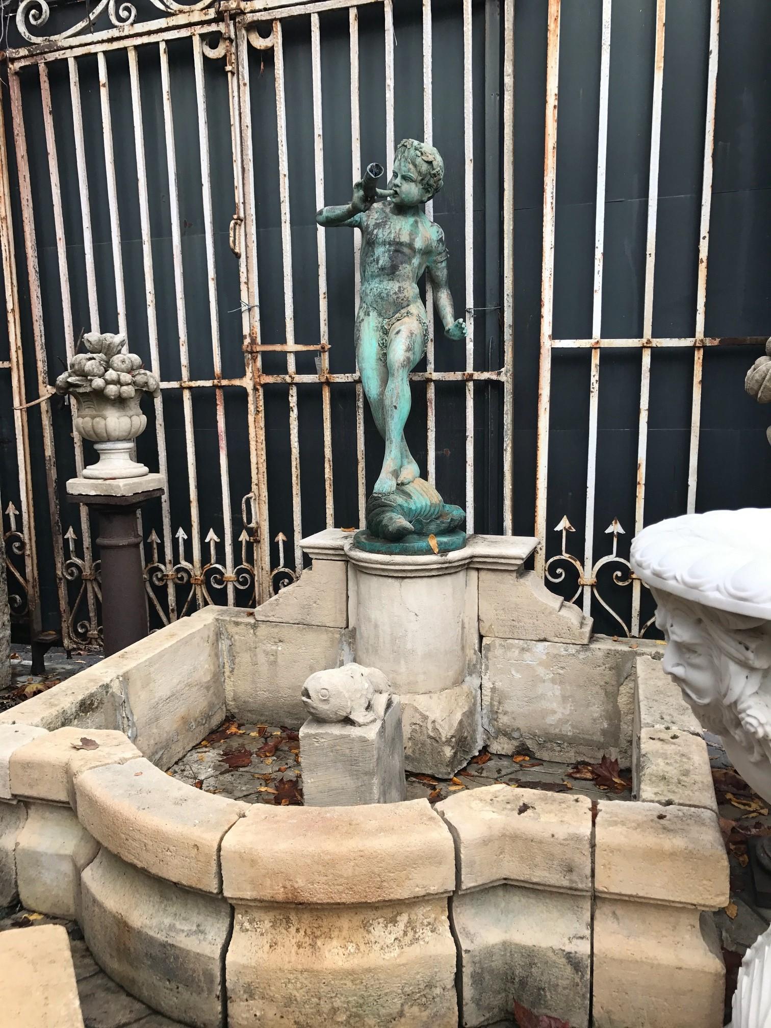 19th Century Bronze Statue Center Fountain Decorative Garden Ornament Spout La 5