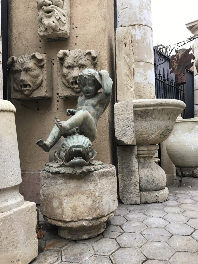 19th Century Bronze Statue Center Fountain Sculpture Garden Ornament