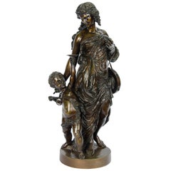 Grande statue classique en bronze du 19ème siècle