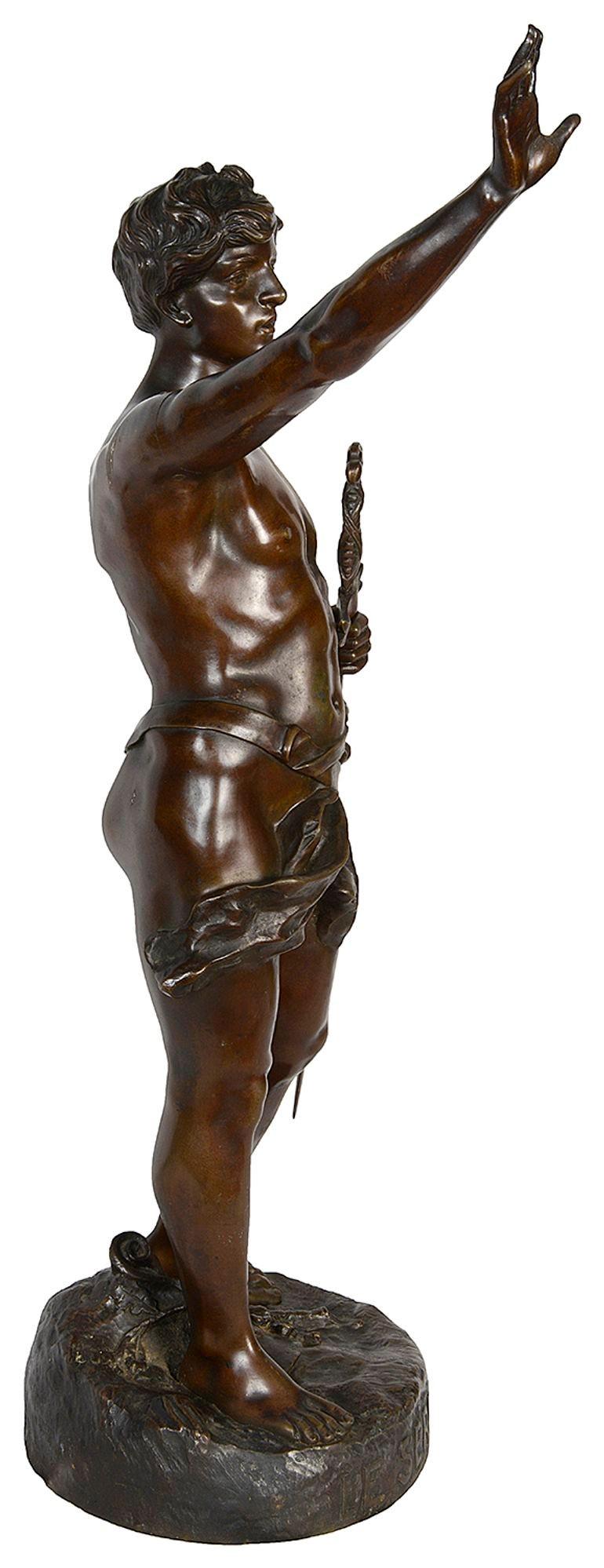 French 19th Century Bronze statue ' Le Serment' by Oscar Ruffony. For Sale