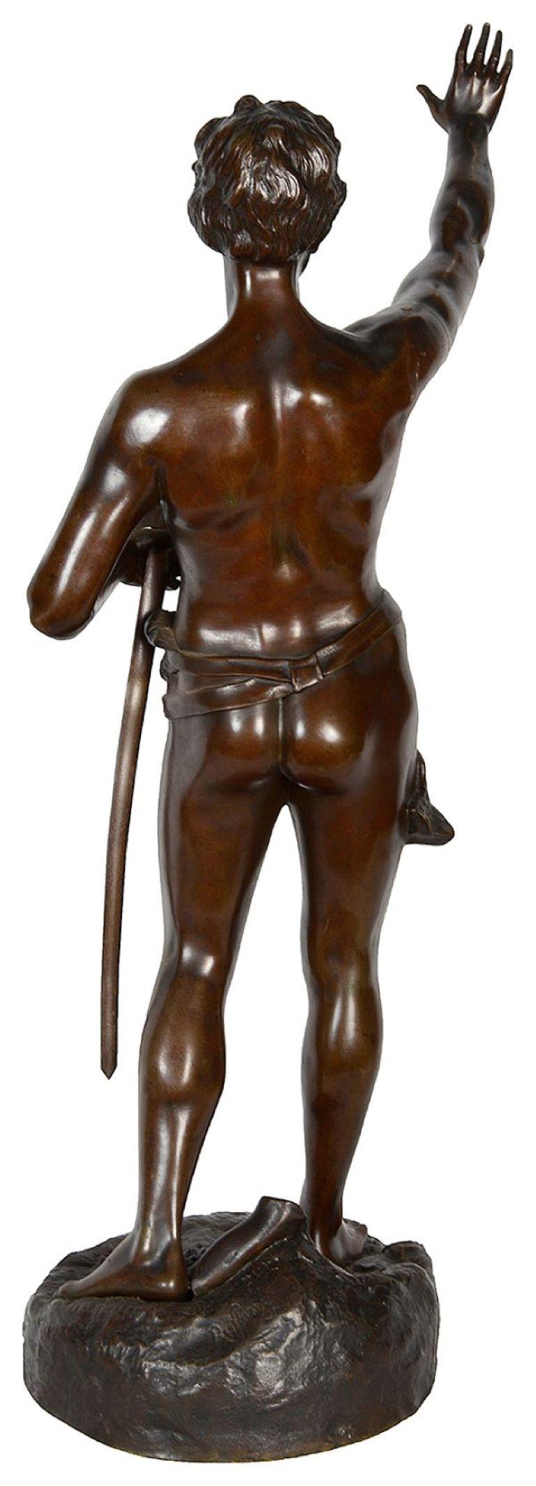 Patinated 19th Century Bronze statue ' Le Serment' by Oscar Ruffony. For Sale