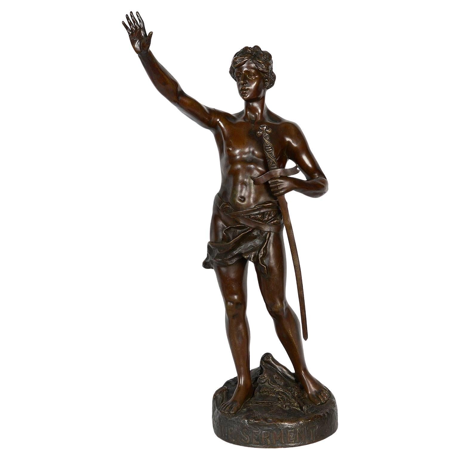 19th Century Bronze statue ' Le Serment' by Oscar Ruffony. For Sale