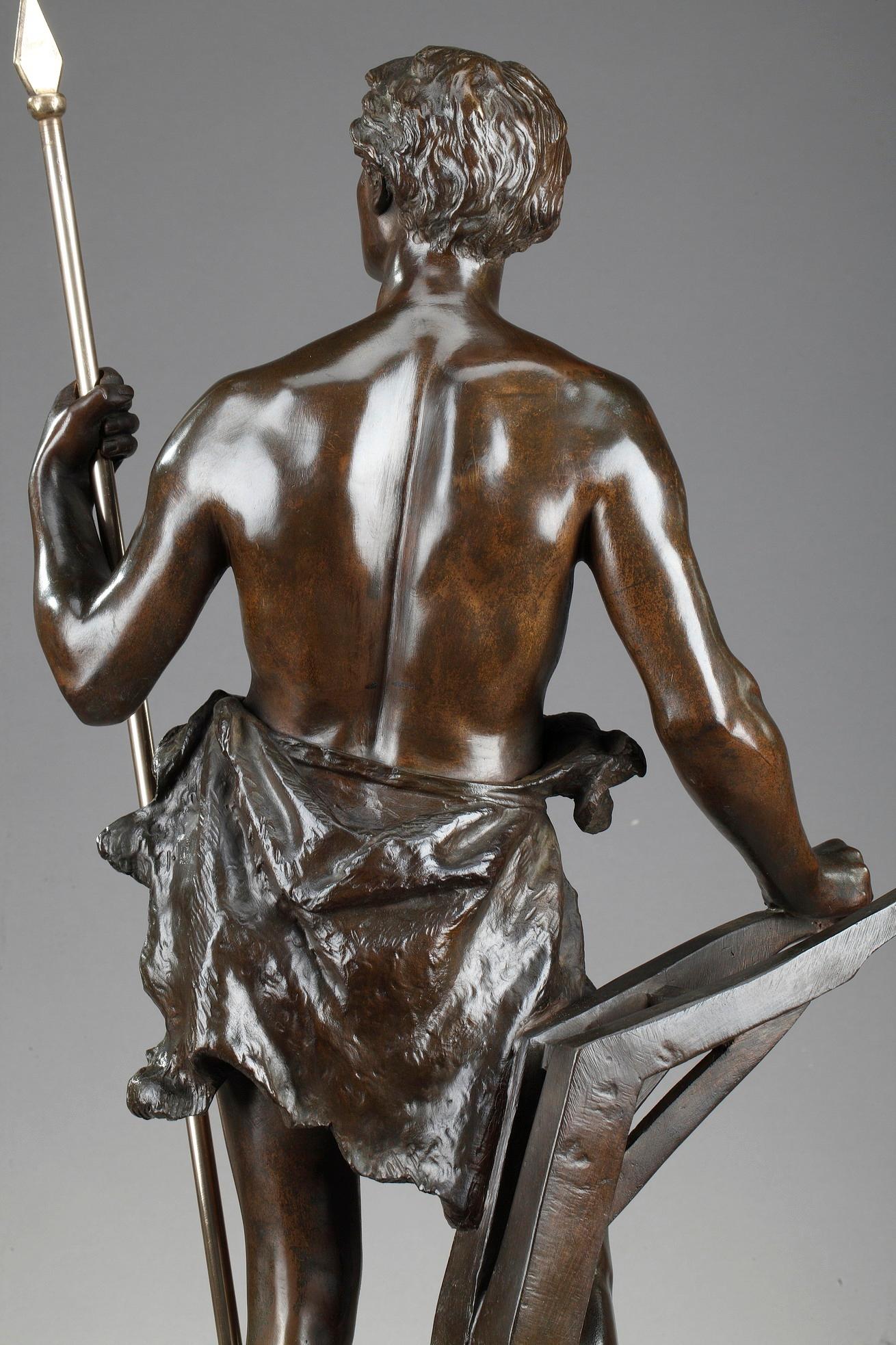 Patiné Statue en bronze du 19e siècle : Le Travail, par Ernest Rancoulet en vente