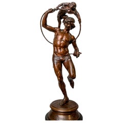 Antique 19th Century Bronze Statue of a Circus Act by F. Rolard