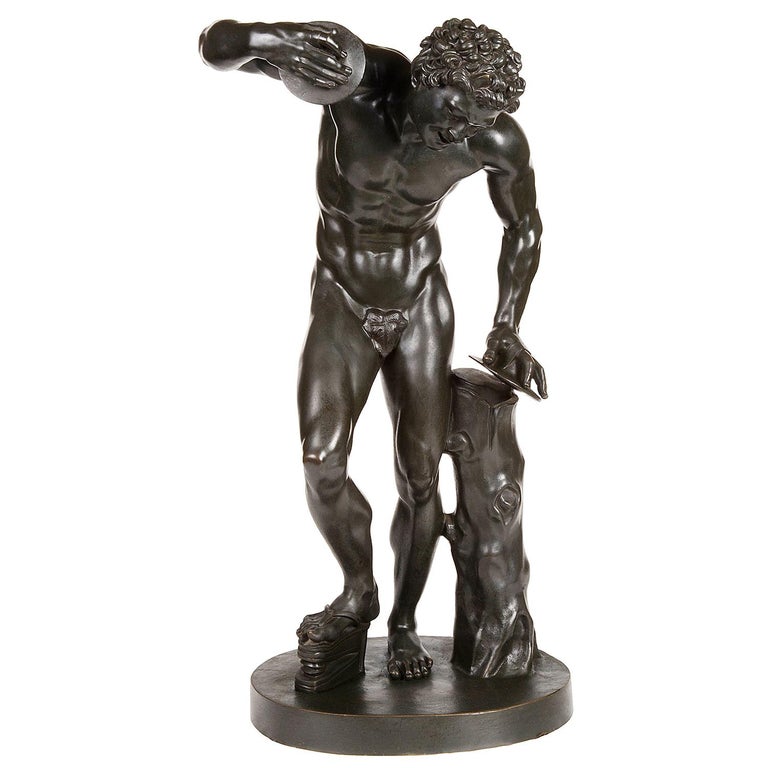 19th Century Bronze Statue of a Classical Greek Faun Dancing For Sale