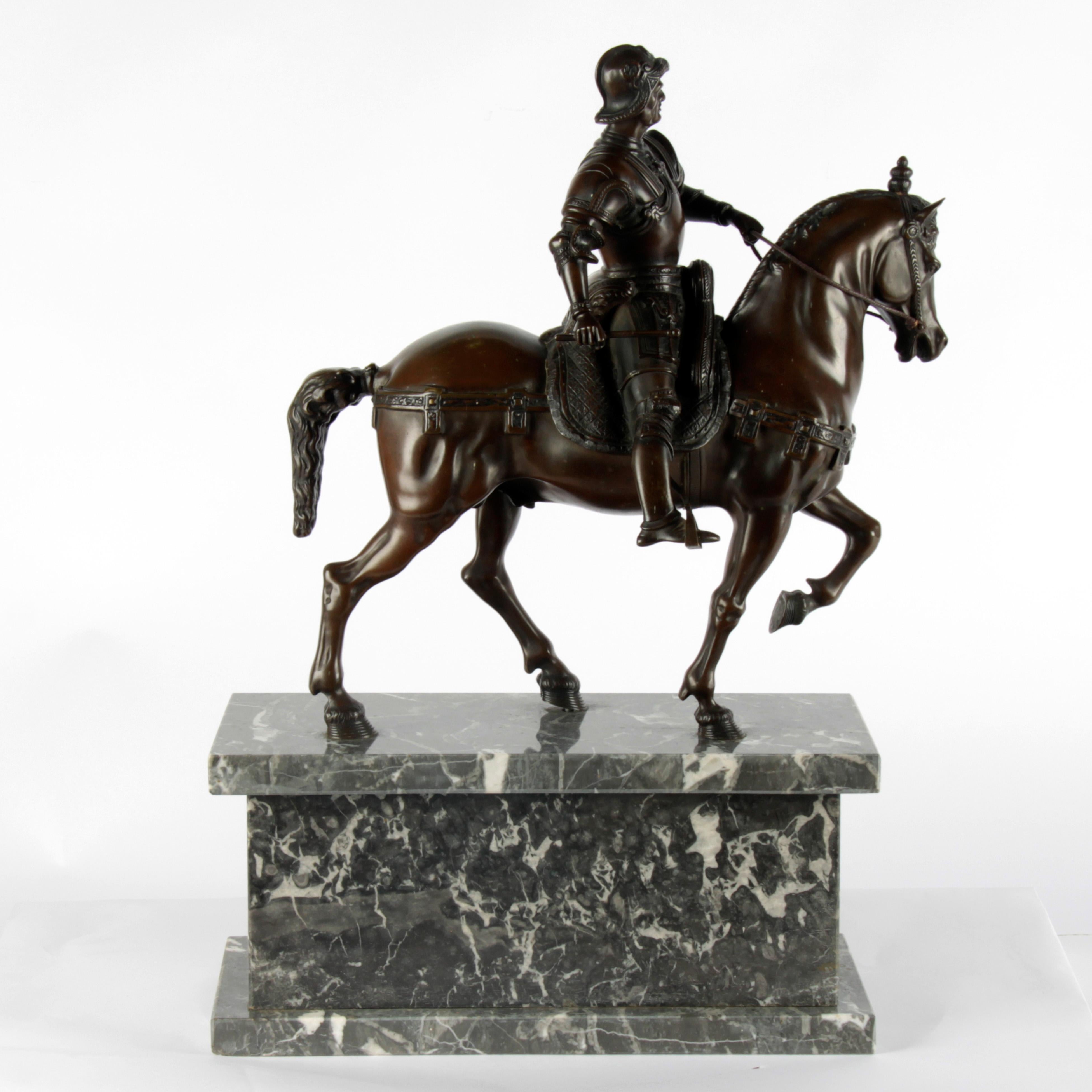 Italian 19th Century Bronze Statue of Bartolomeo Colleoni For Sale