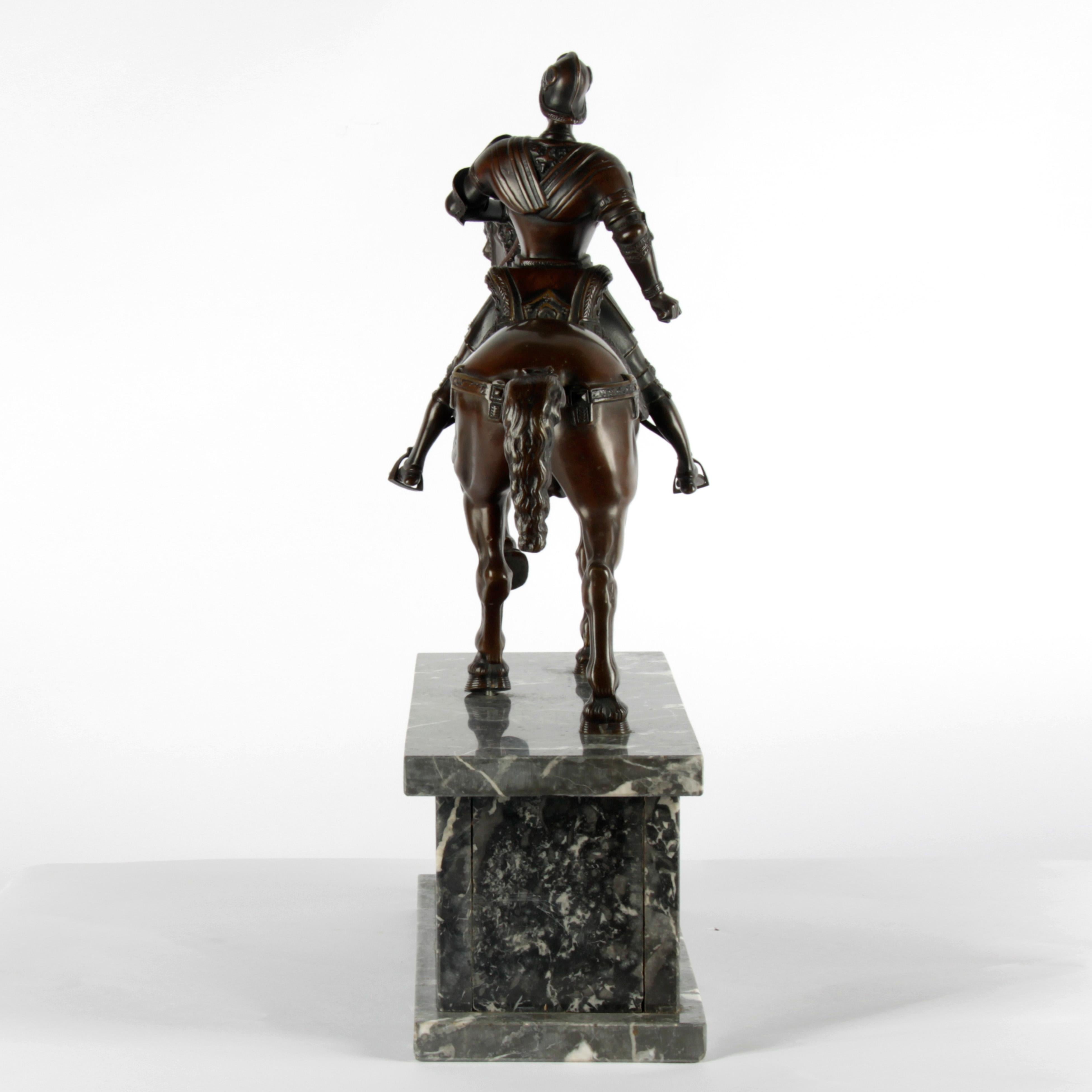 19th Century Bronze Statue of Bartolomeo Colleoni In Good Condition For Sale In Esbeek, NL
