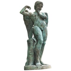 19th Century Bronze Statue of Cupid Centrepiece Decorative Garden Ornament LA
