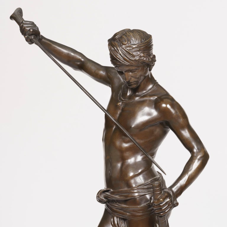 19th Century Bronze Statue of David by J.A. Mercié and Barbedienne at