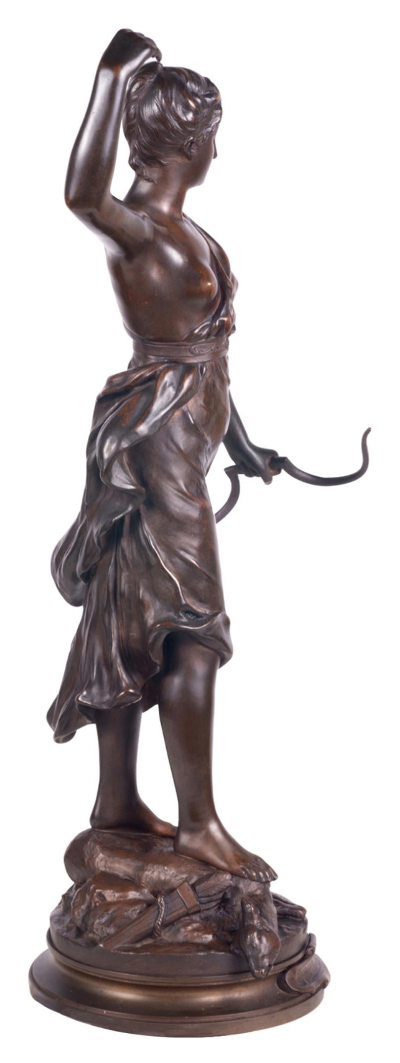 French 19th Century Bronze Statue of Diana the Huntress