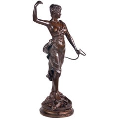 19th Century Bronze Statue of Diana the Huntress