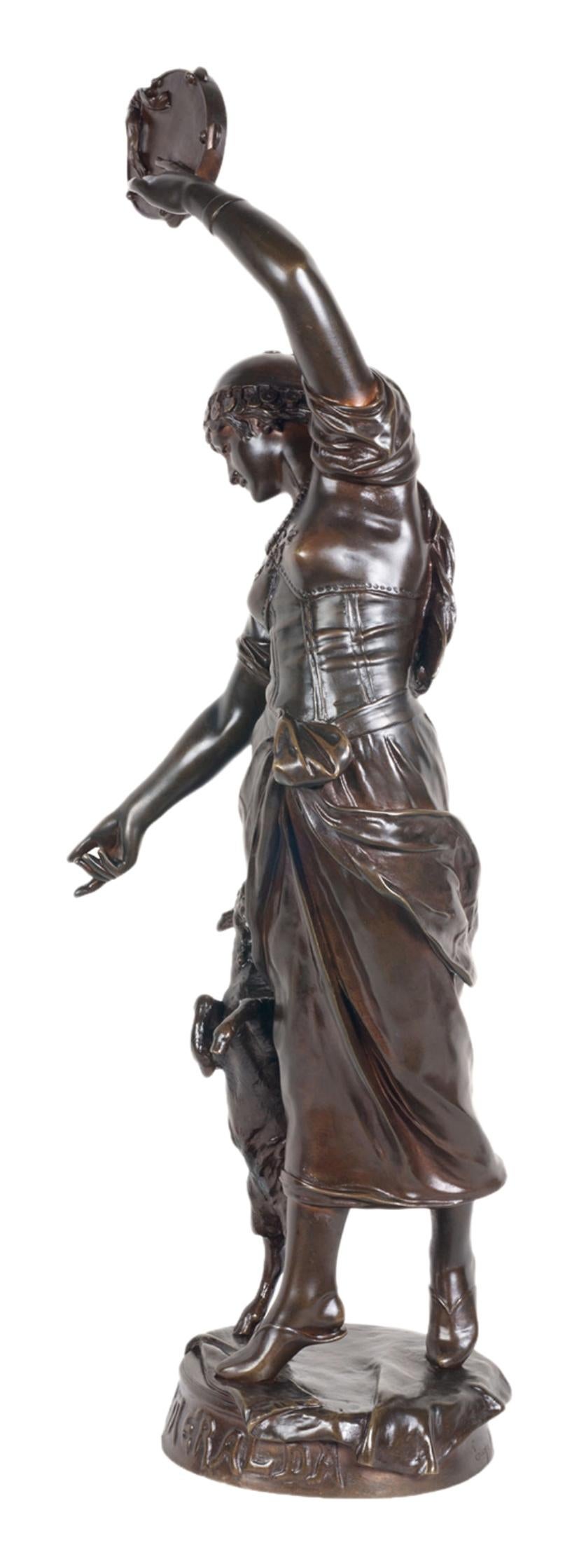 Romantique Statue d'Esmeralda en bronze du 19e siècle, par Marioton en vente