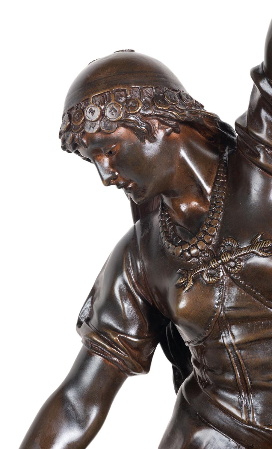 Français Statue d'Esmeralda en bronze du 19e siècle, par Marioton en vente