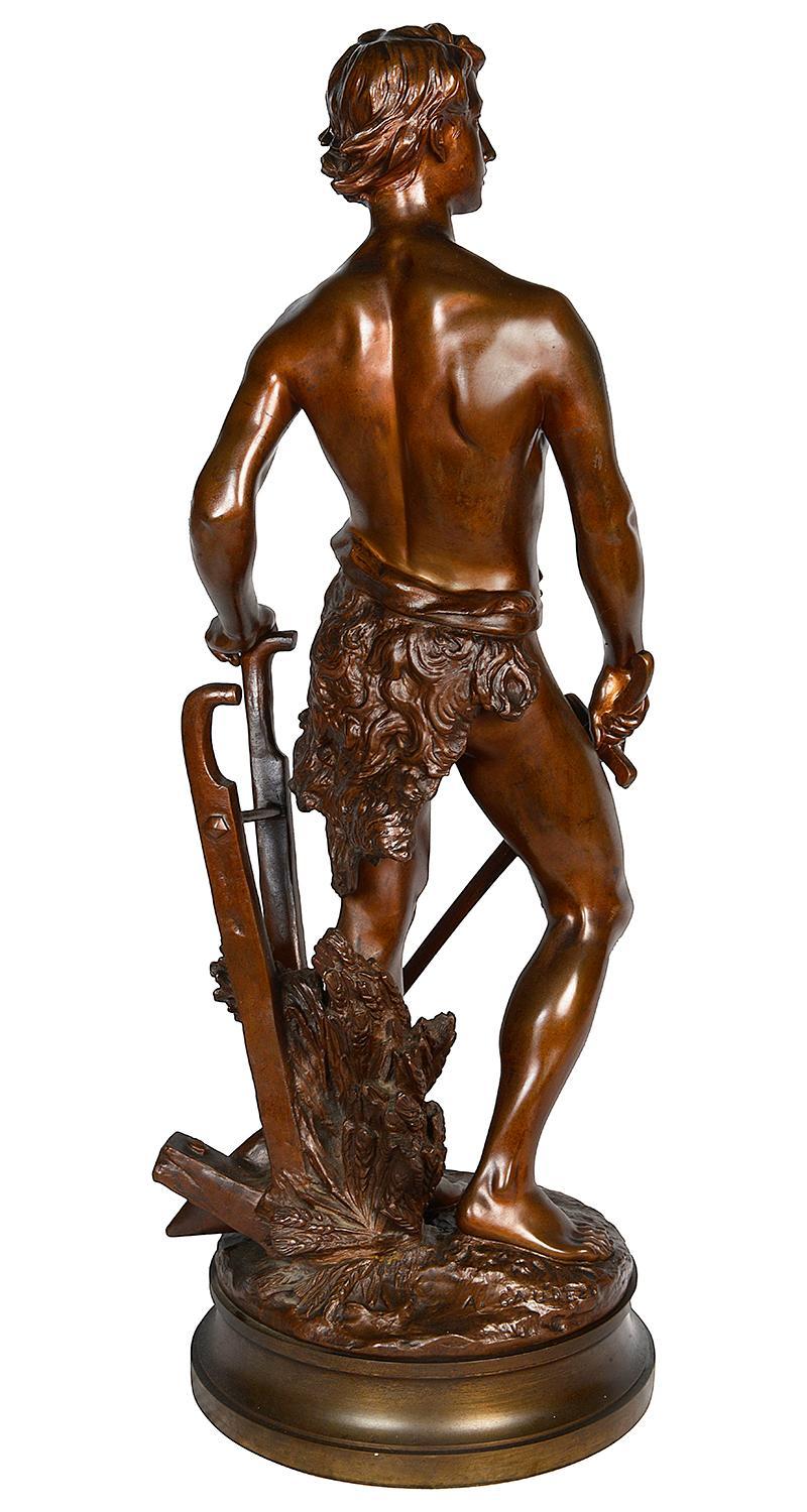 Patinated 19th Century Bronze statue of 'Le Devoir' by Gaudez For Sale