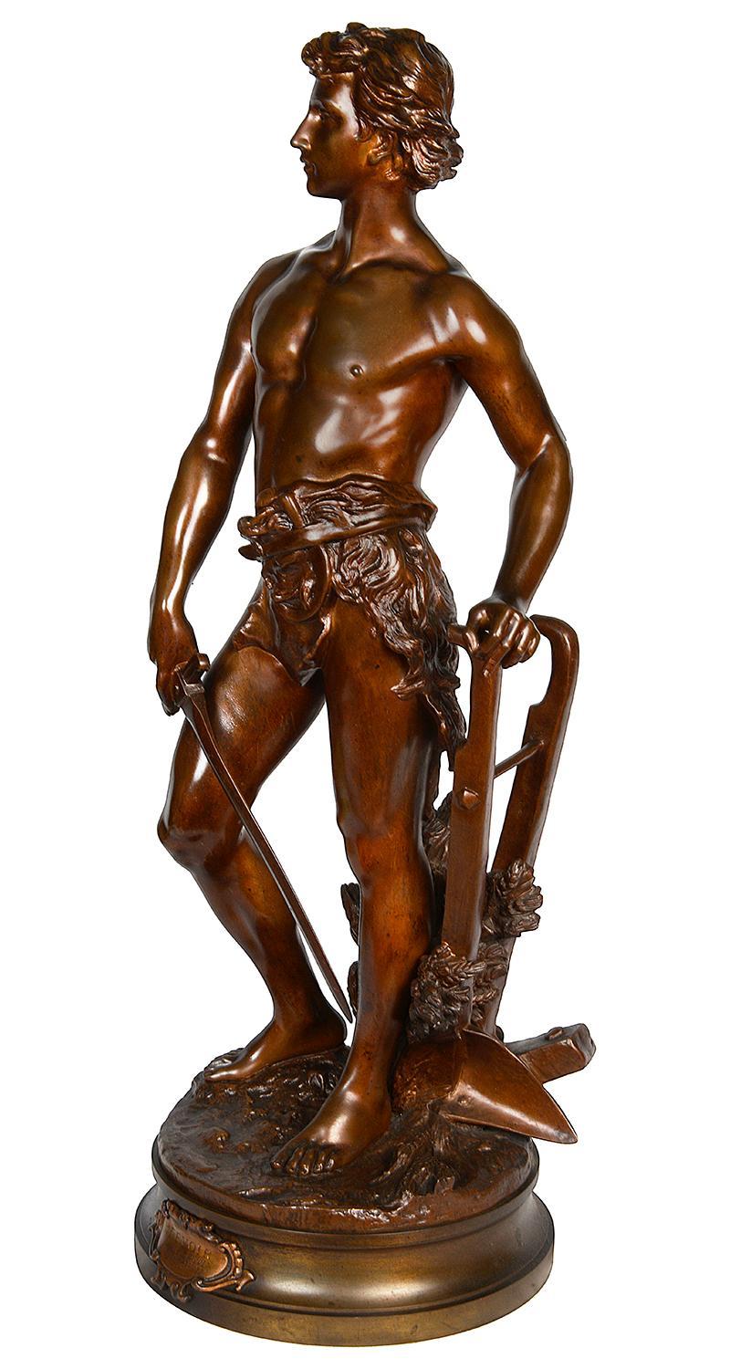 Patinated 19th Century Bronze statue of 'Le Devoir' by Gaudez For Sale