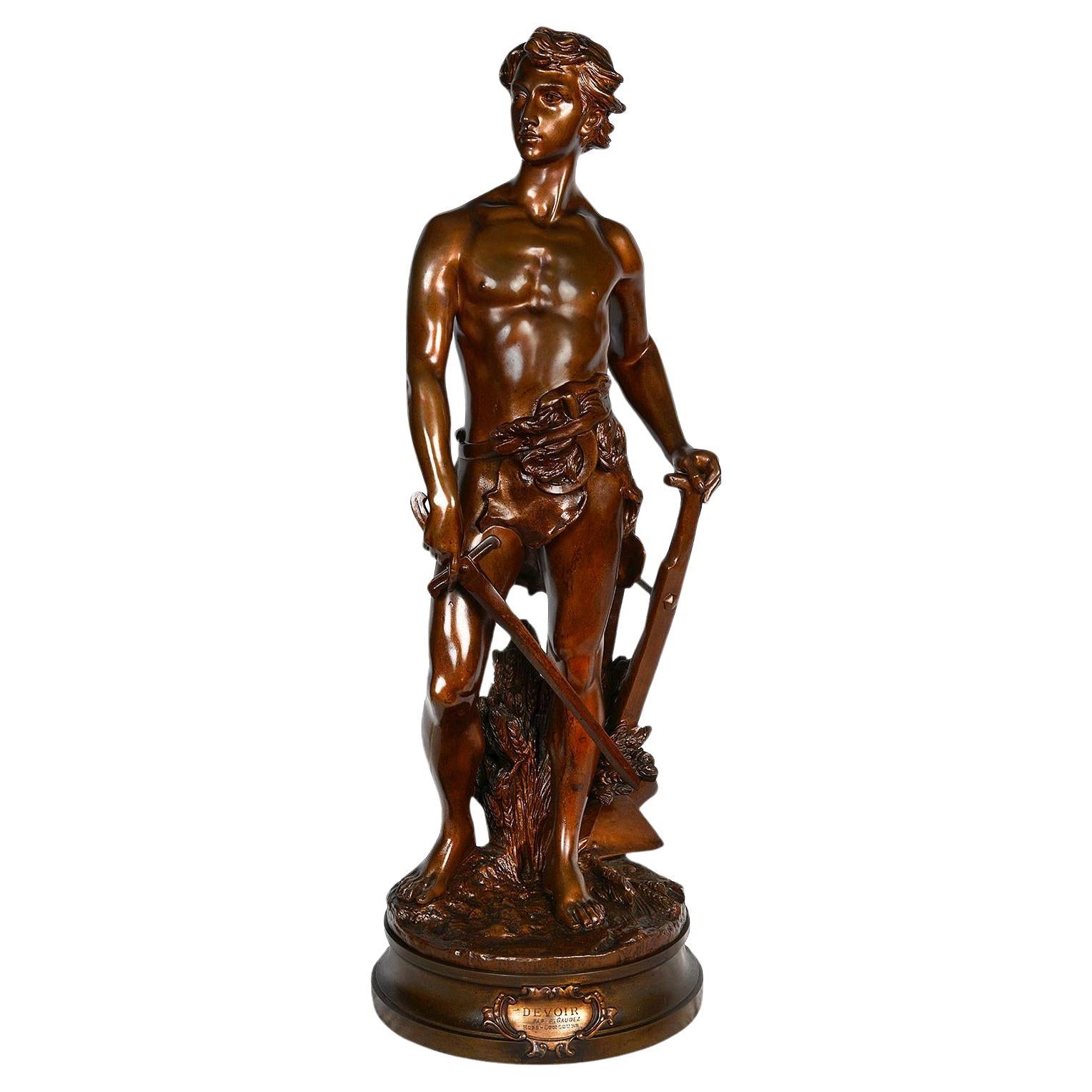 19th Century Bronze statue of 'Le Devoir' by Gaudez For Sale